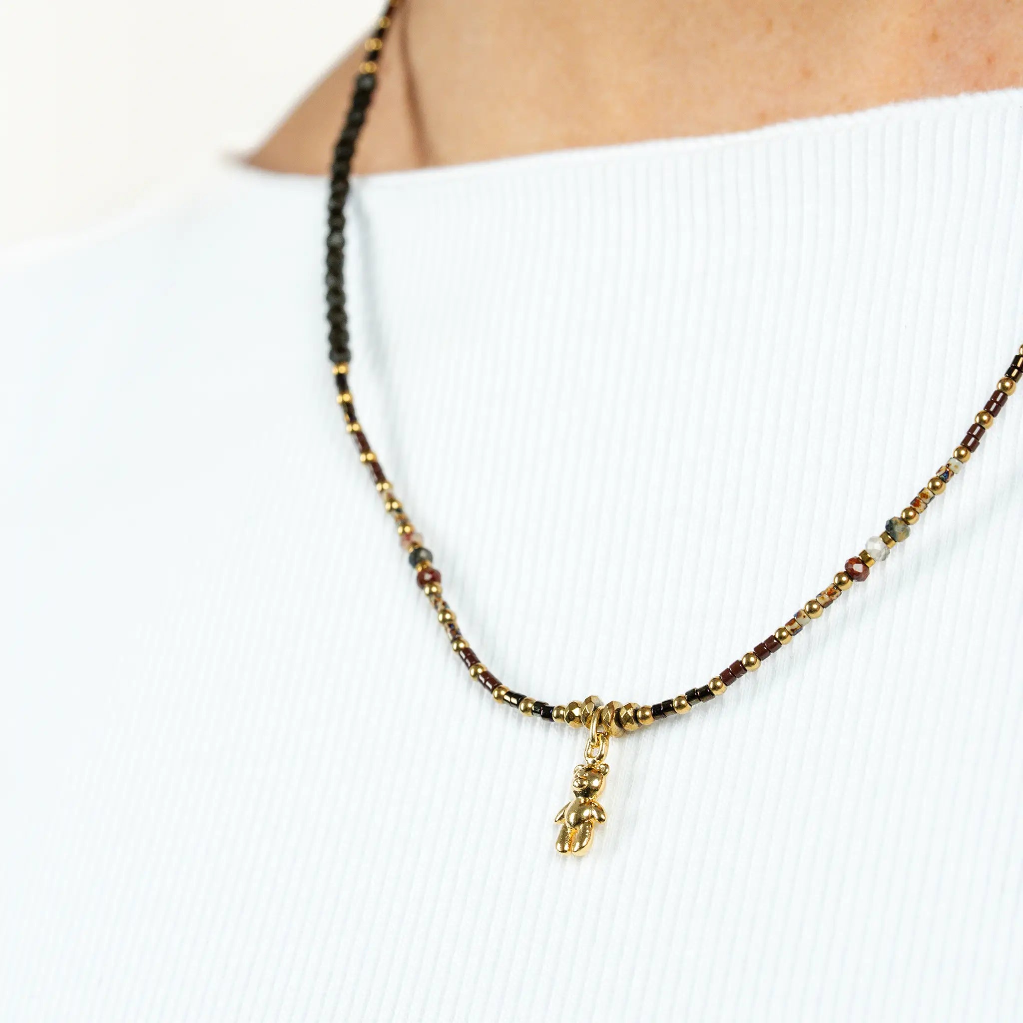 collier / bracelet DOUDOU DEDE - Cacao - Têtes Blondes