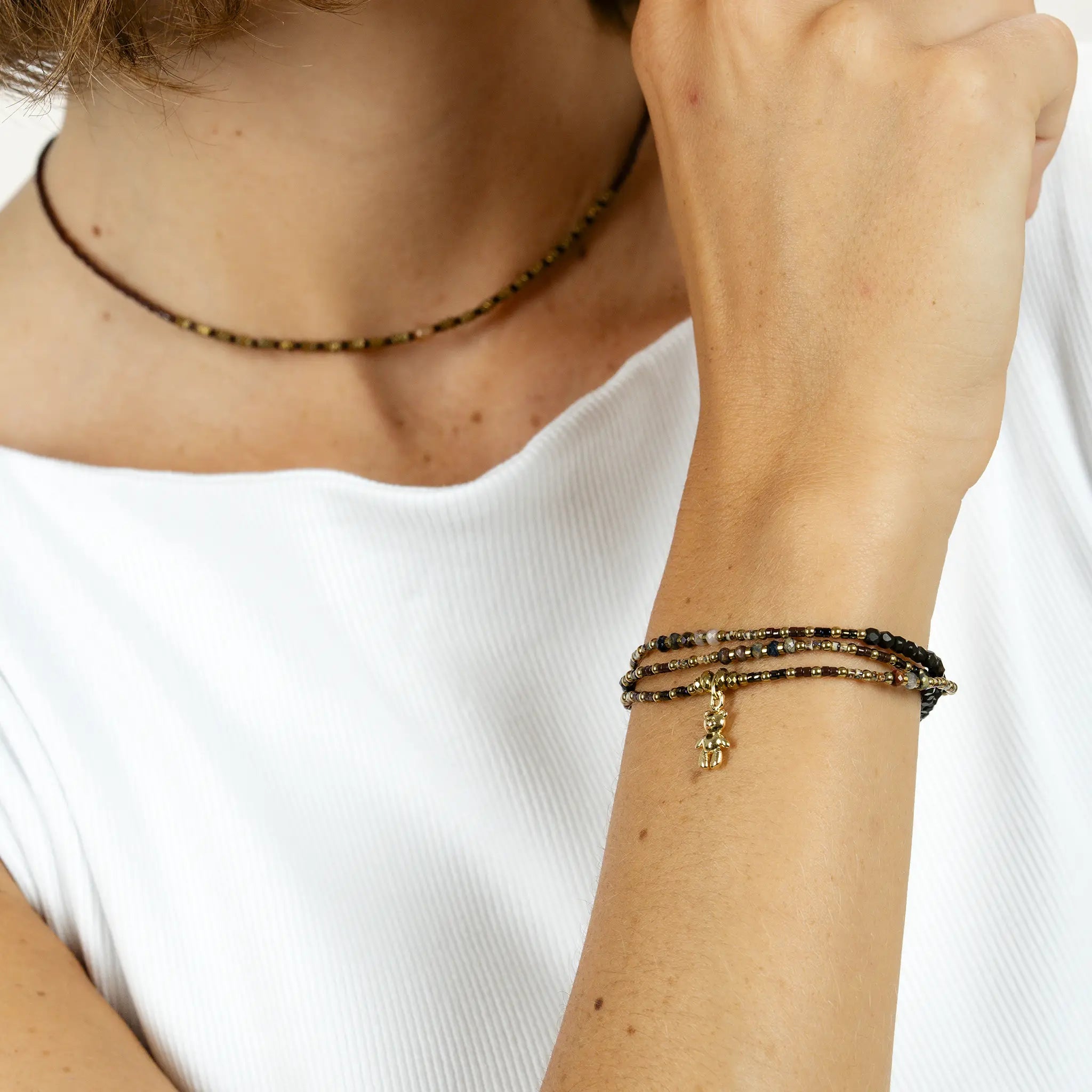 collier / bracelet DOUDOU DEDE - Cacao - Têtes Blondes