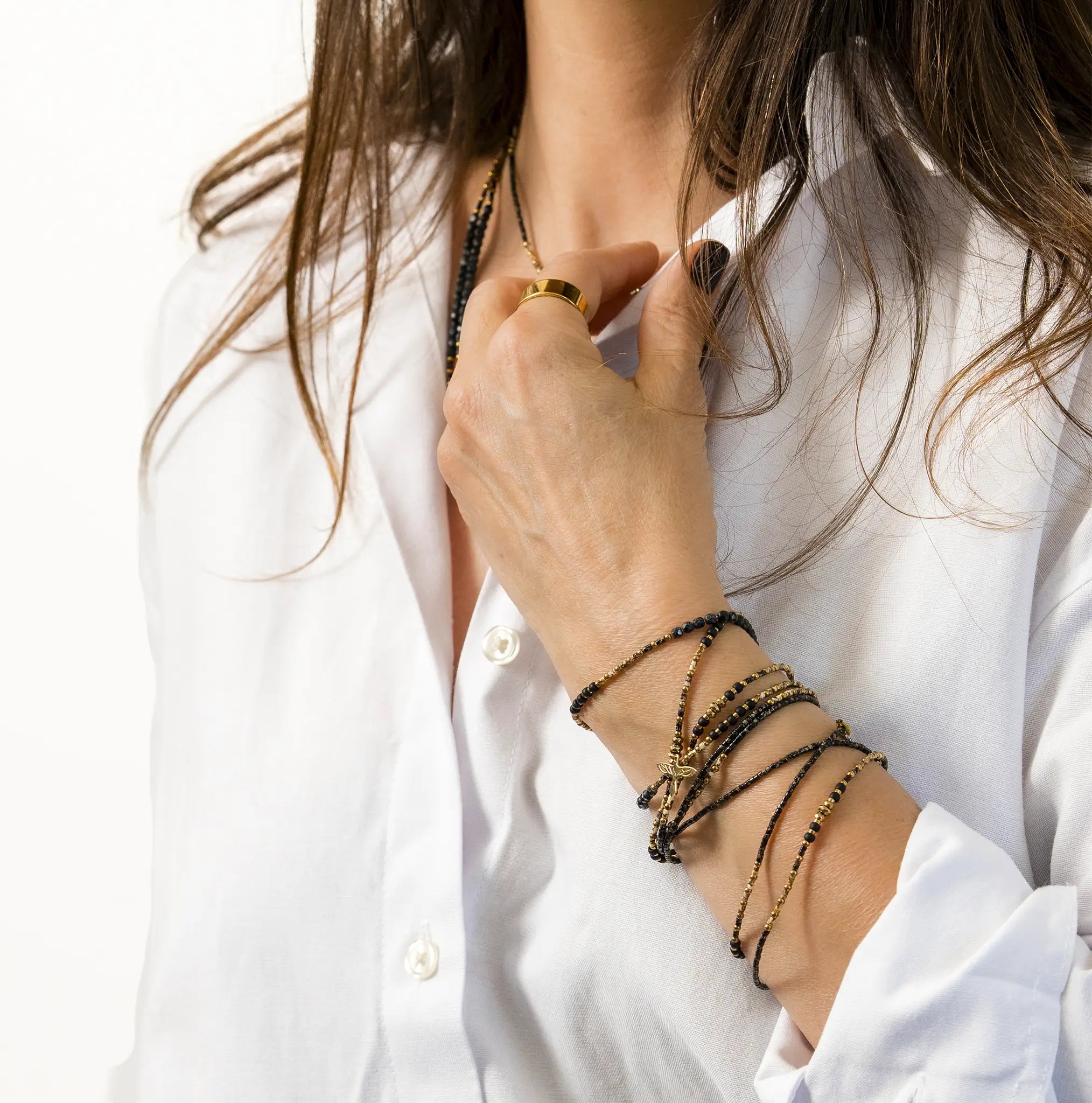 collier / bracelet EAGLE SLIM 6 - Noir Rock - Têtes Blondes