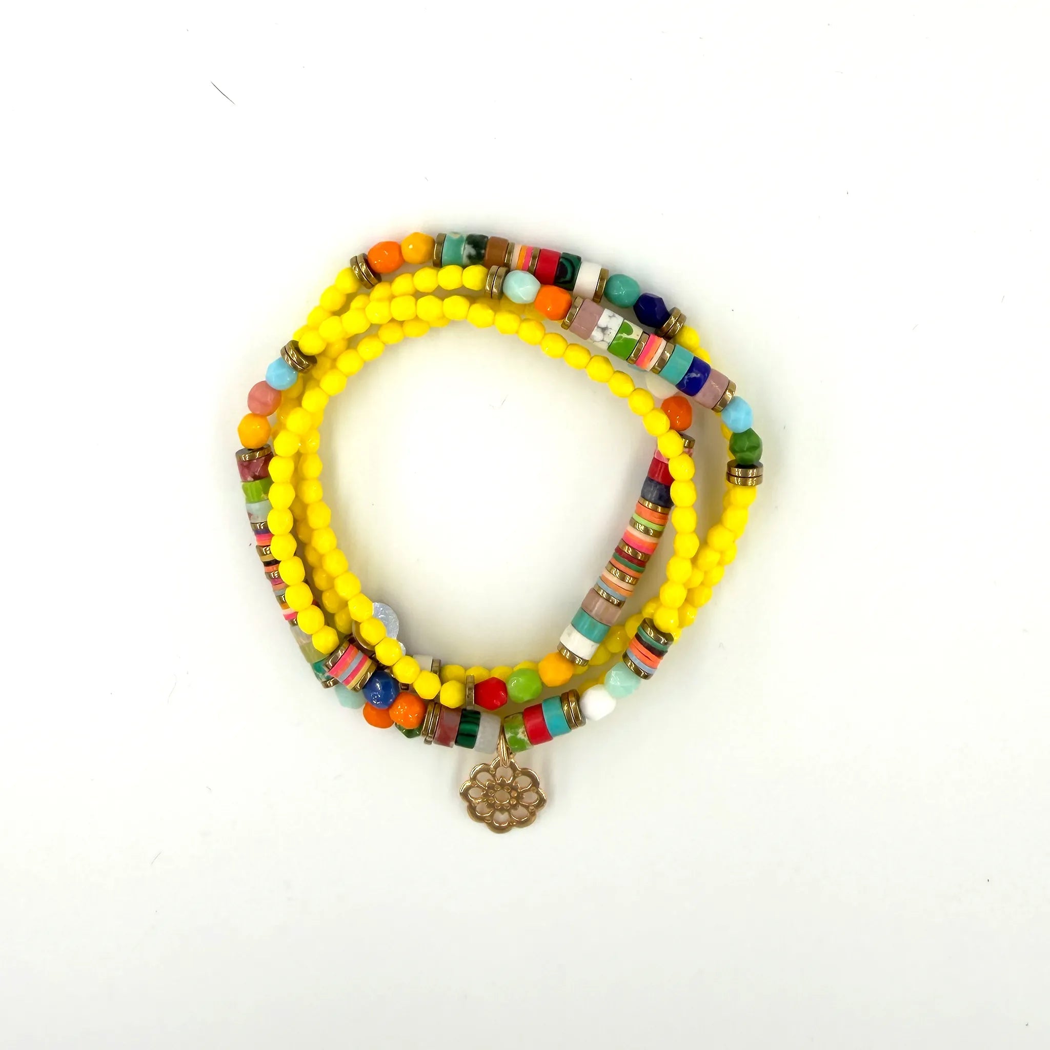 collier / bracelet FLOWER 4 - Jaune Néon - Têtes Blondes