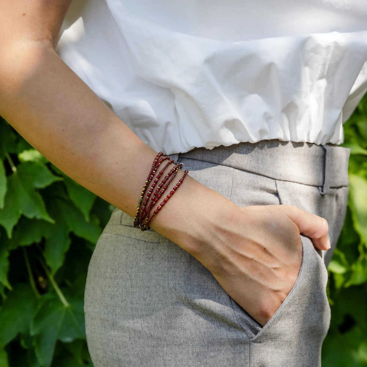 collier / bracelet FORCE INTÉRIEURE 6 - Bordeaux - Têtes Blondes