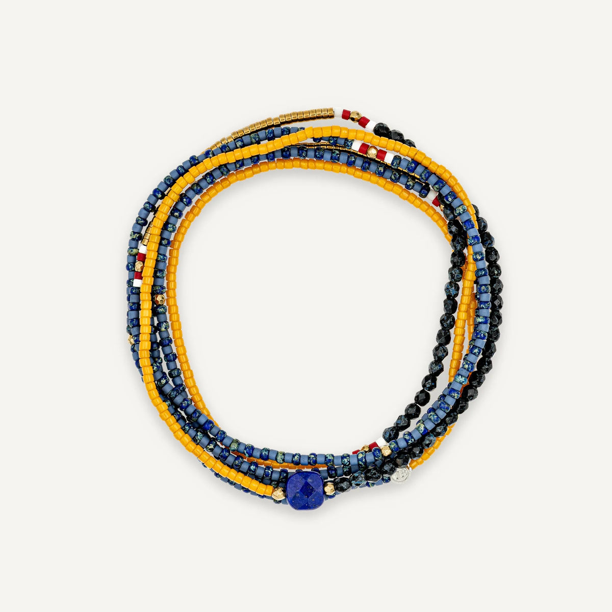 collier / bracelet FUSION - Bleu & Moutarde - Têtes Blondes