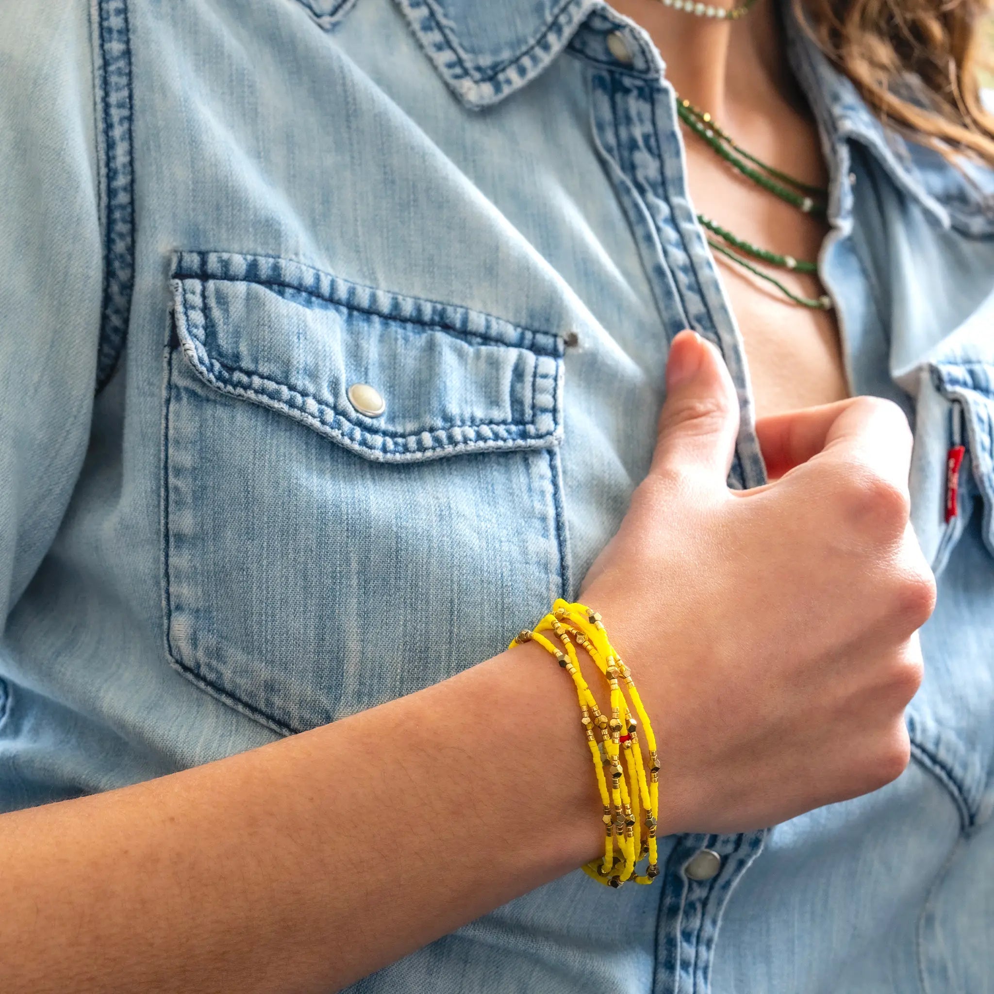 collier / bracelet GATSBY - Jaune Néon - Têtes Blondes