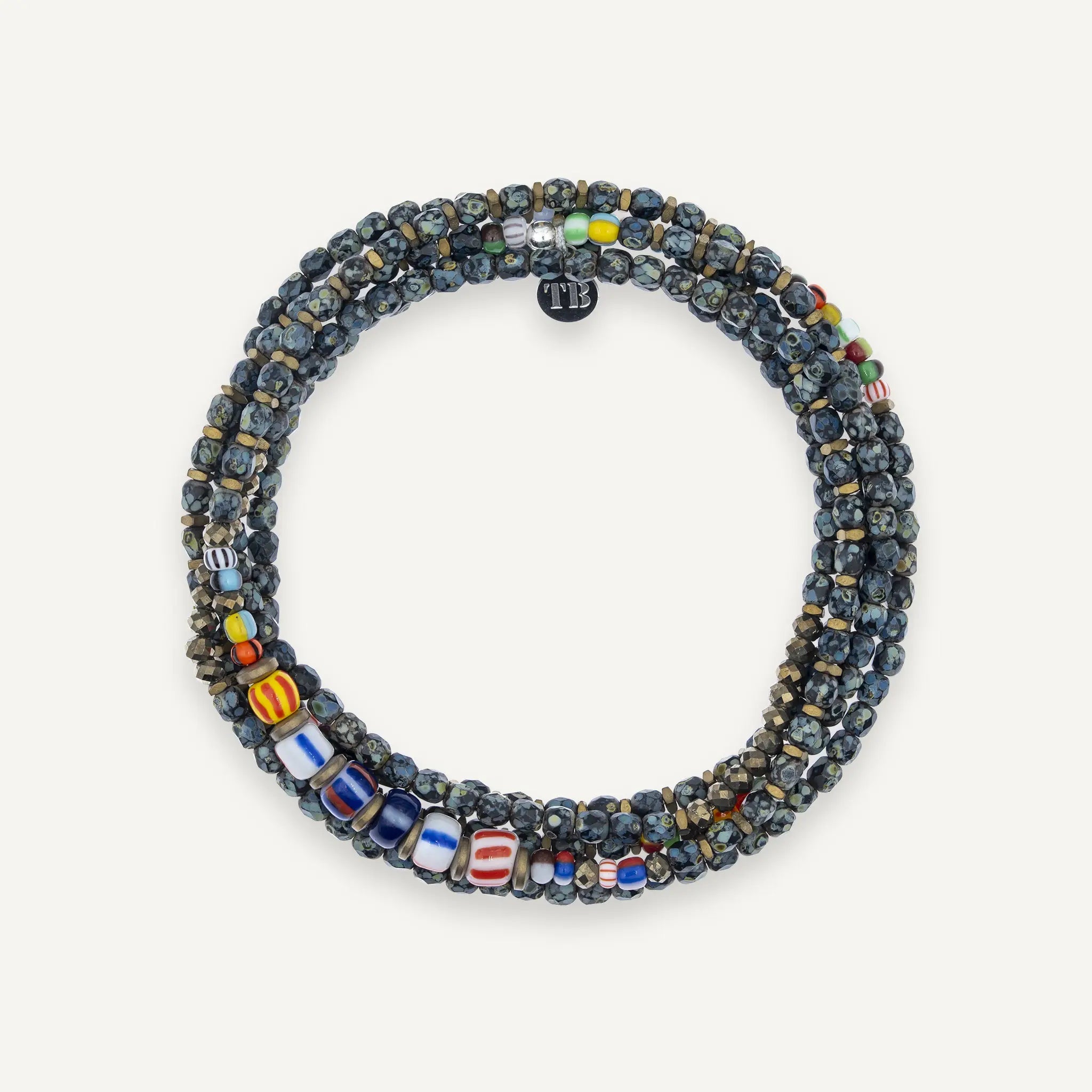 collier / bracelet GENTLEMAN 5 - Noir Rock Rocaille - Têtes Blondes