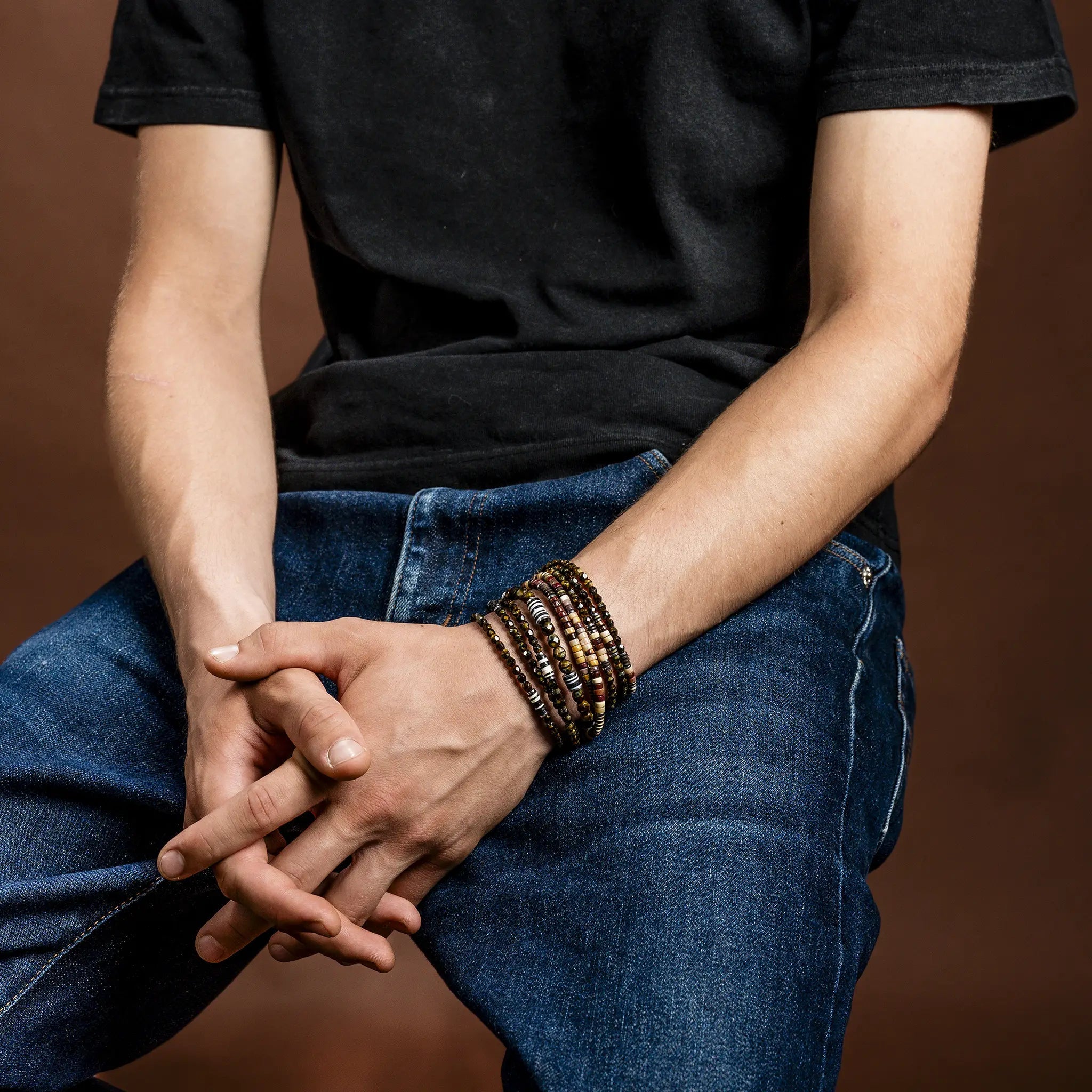 collier / bracelet GENTLEMAN - Chocolat - Têtes Blondes