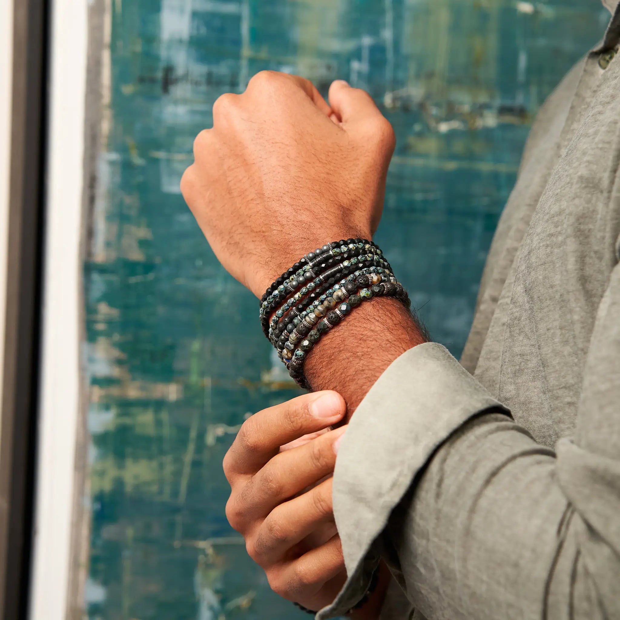 collier / bracelet GENTLEMAN Noir Rock - Têtes Blondes