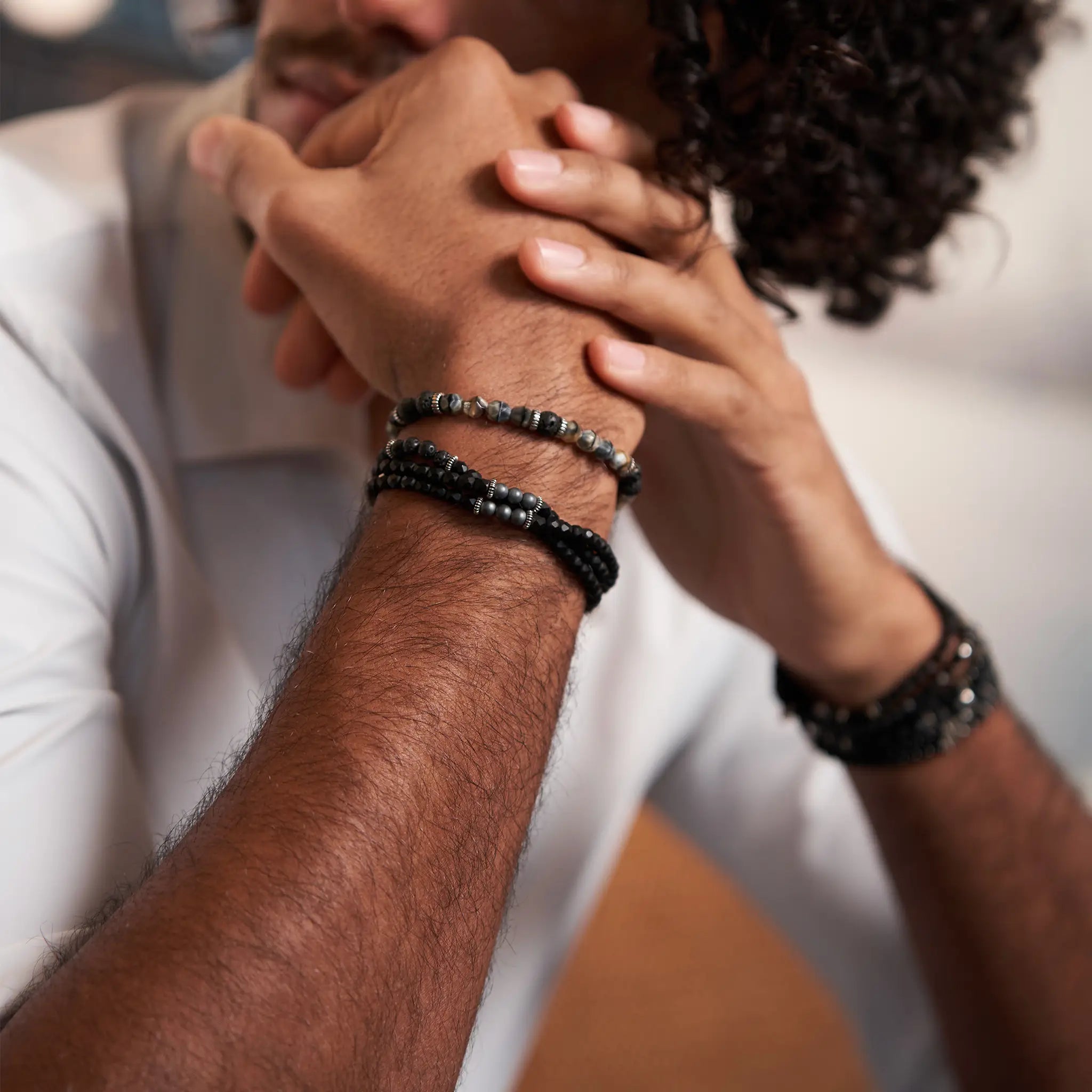collier / bracelet GENTLEMAN SILVER Noir Mat - Têtes Blondes