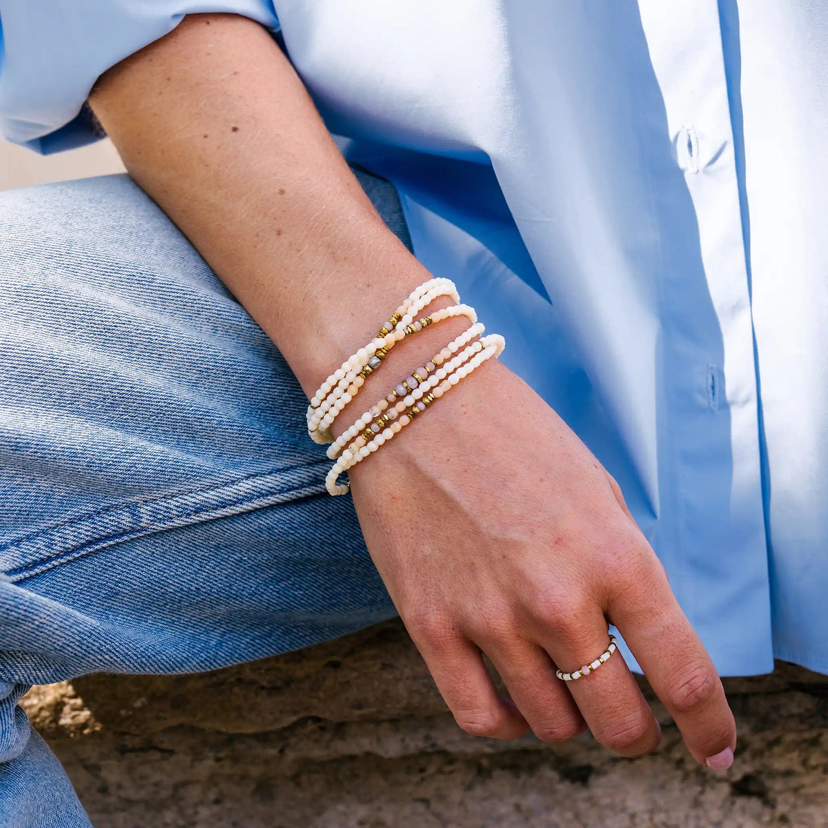 collier / bracelet GLINDA - Vanille - Têtes Blondes