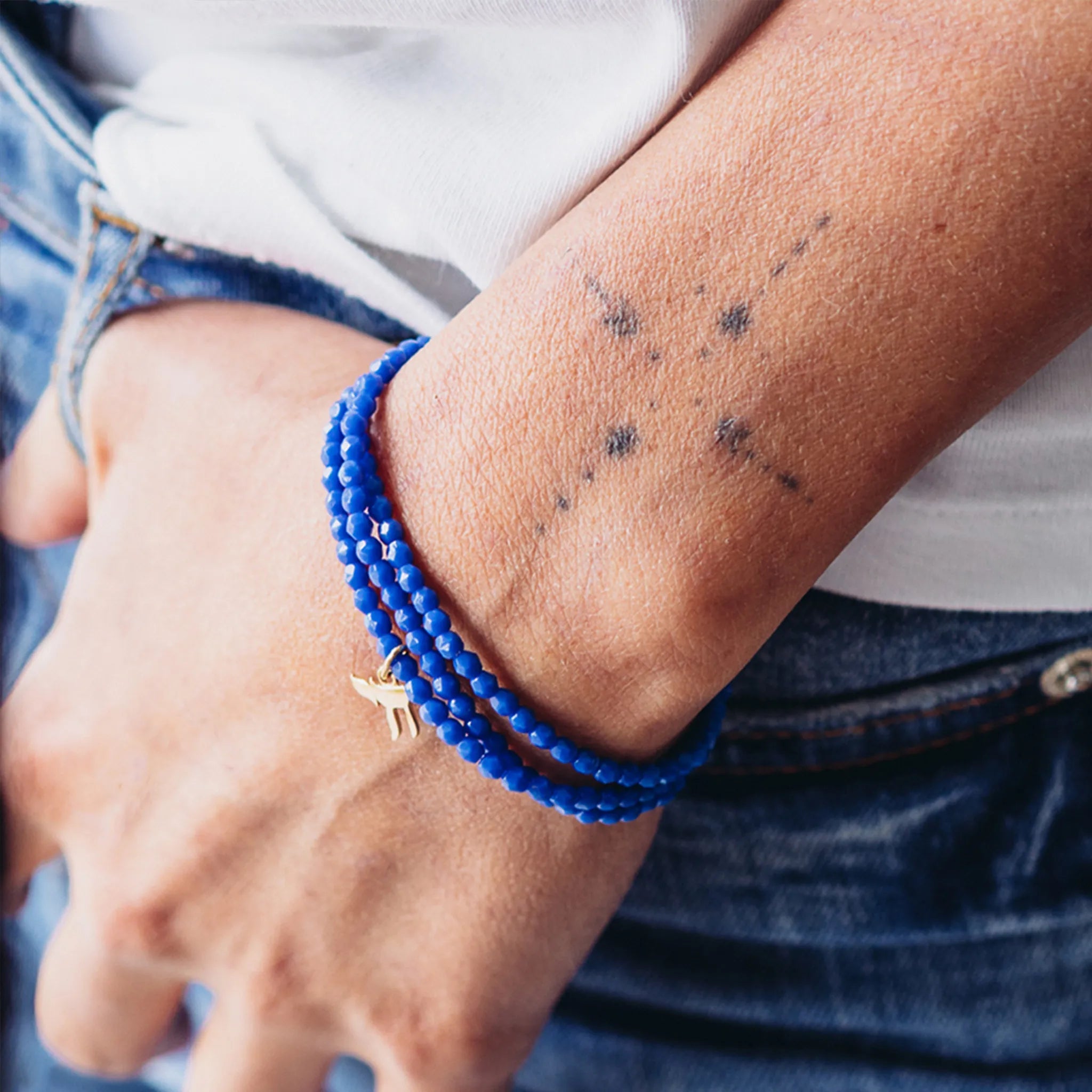 collier / bracelet HAÏ - Bleu Majorelle - Têtes Blondes