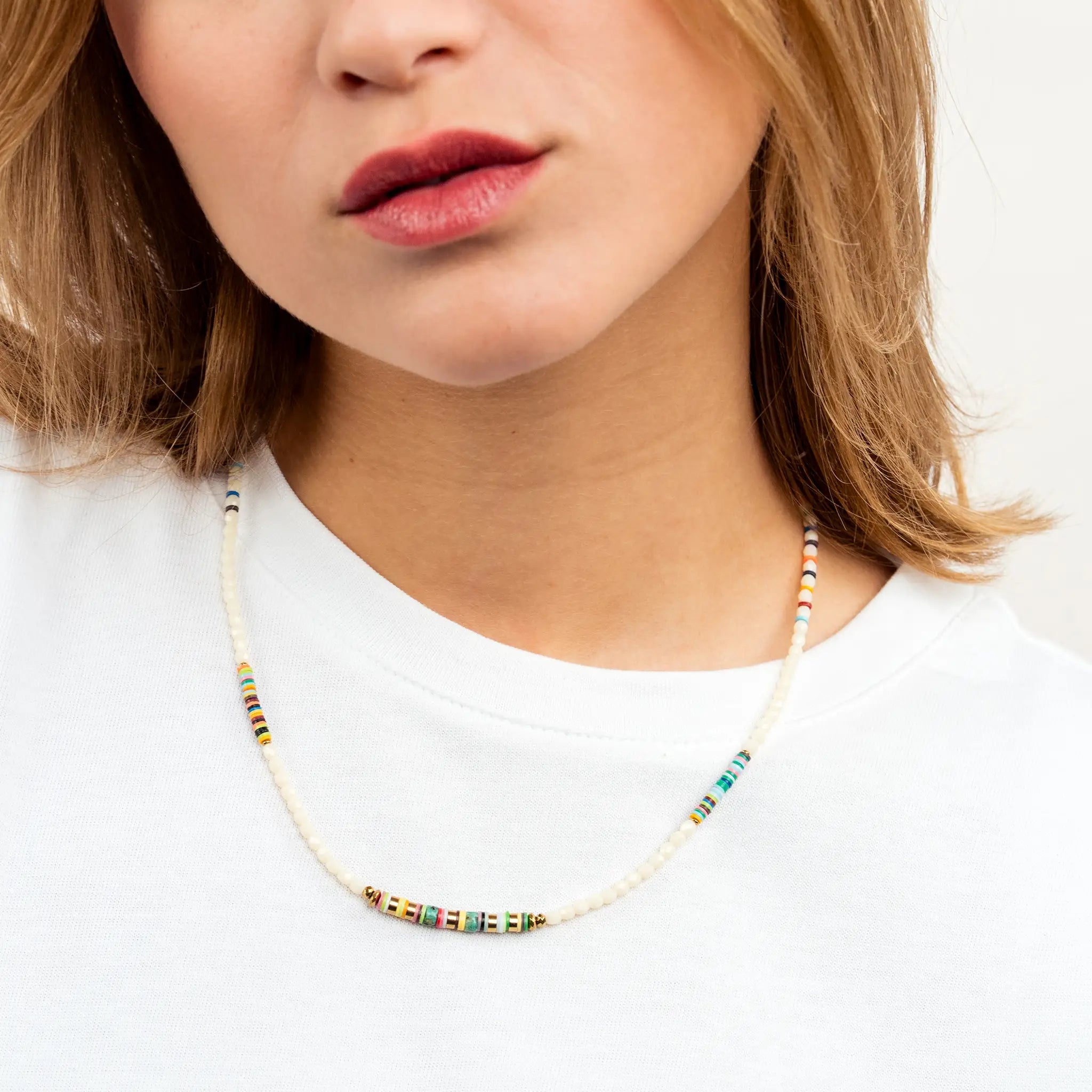 collier / bracelet HAPPY 3 - Vanille & Multicolore - Têtes Blondes
