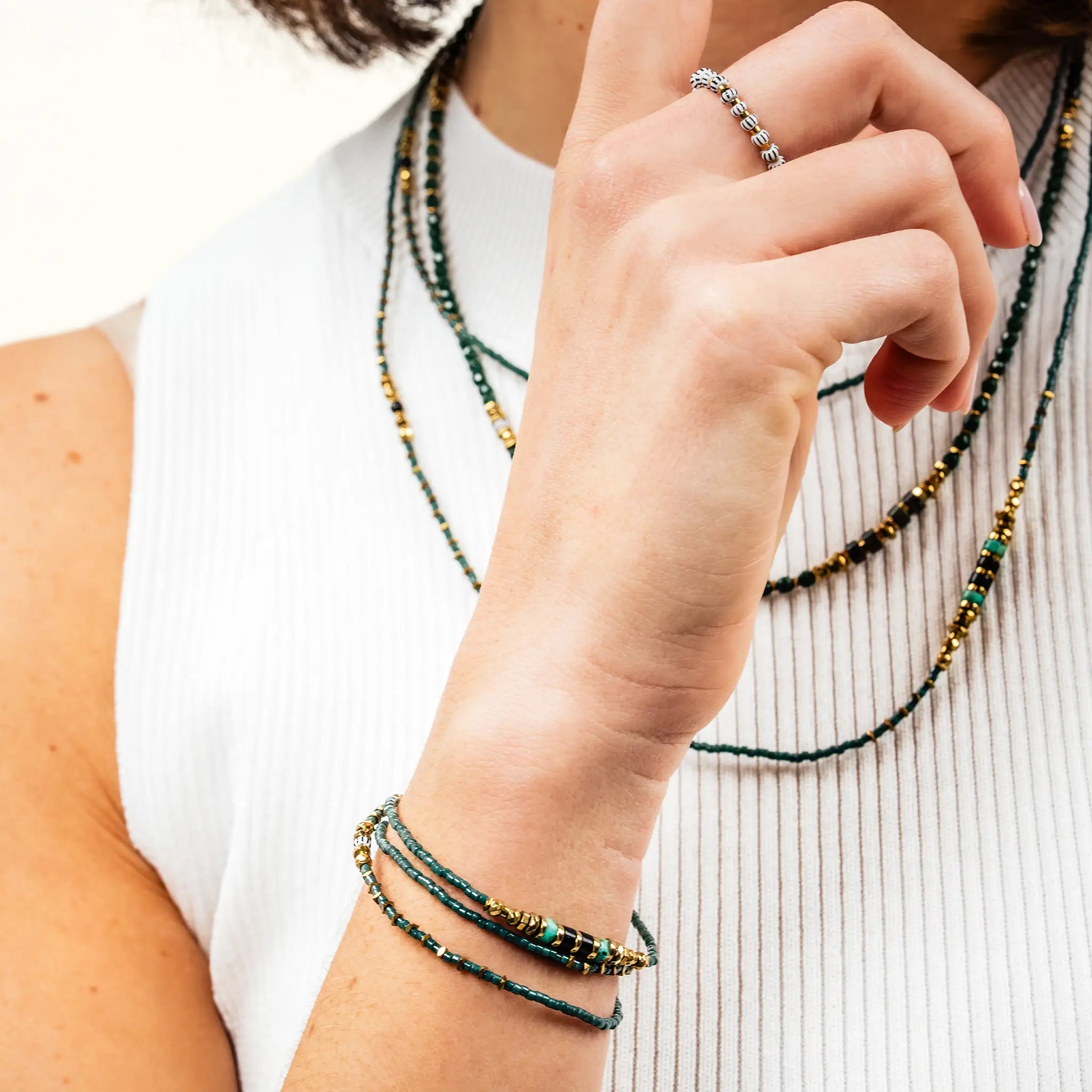 collier / bracelet JADE 3 - Evergreen - Têtes Blondes