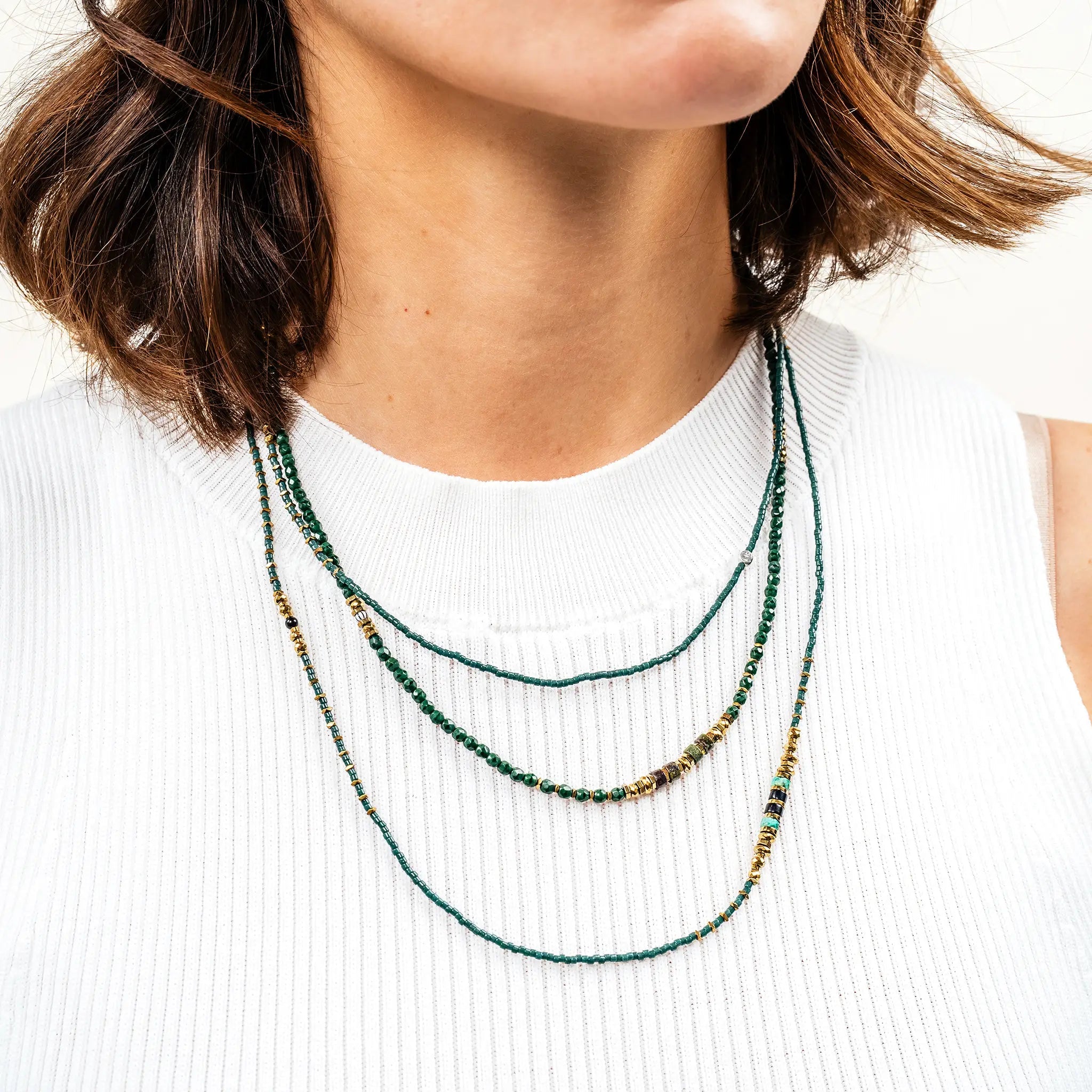 collier / bracelet JADE 6 - Evergreen - Têtes Blondes