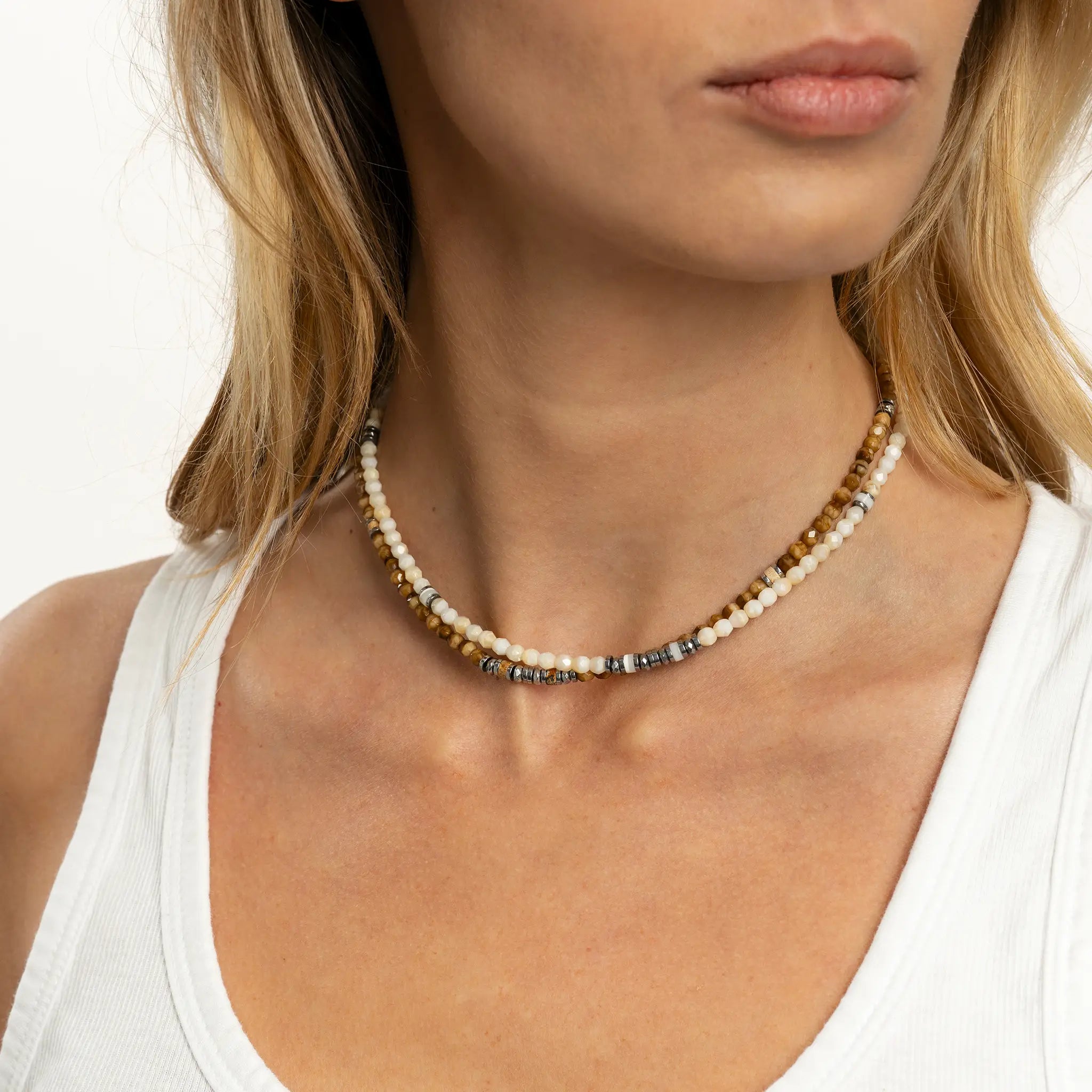 collier / bracelet KELLY SILVER - Vanille - Têtes Blondes
