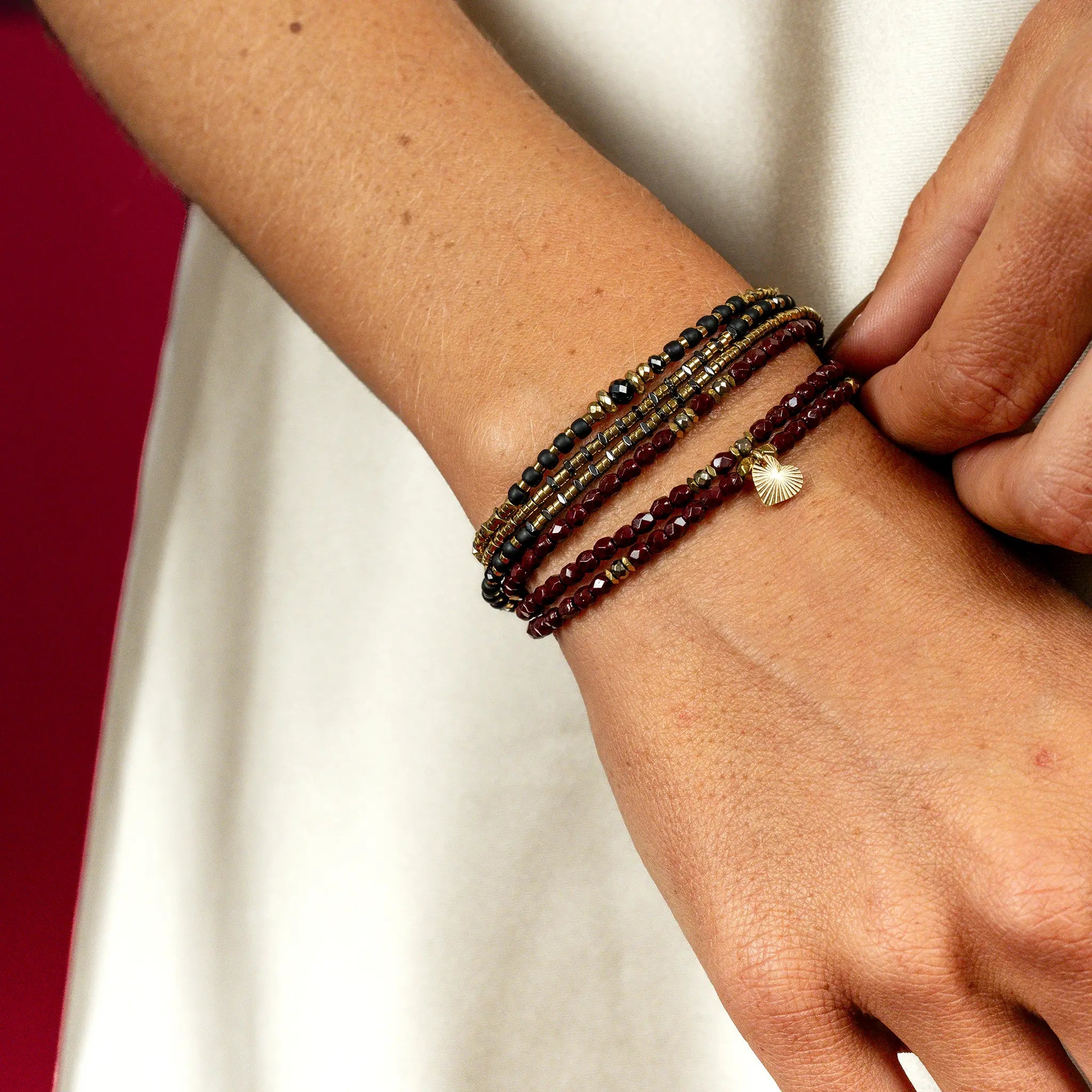 collier / bracelet LOVE - Bordeaux - Têtes Blondes