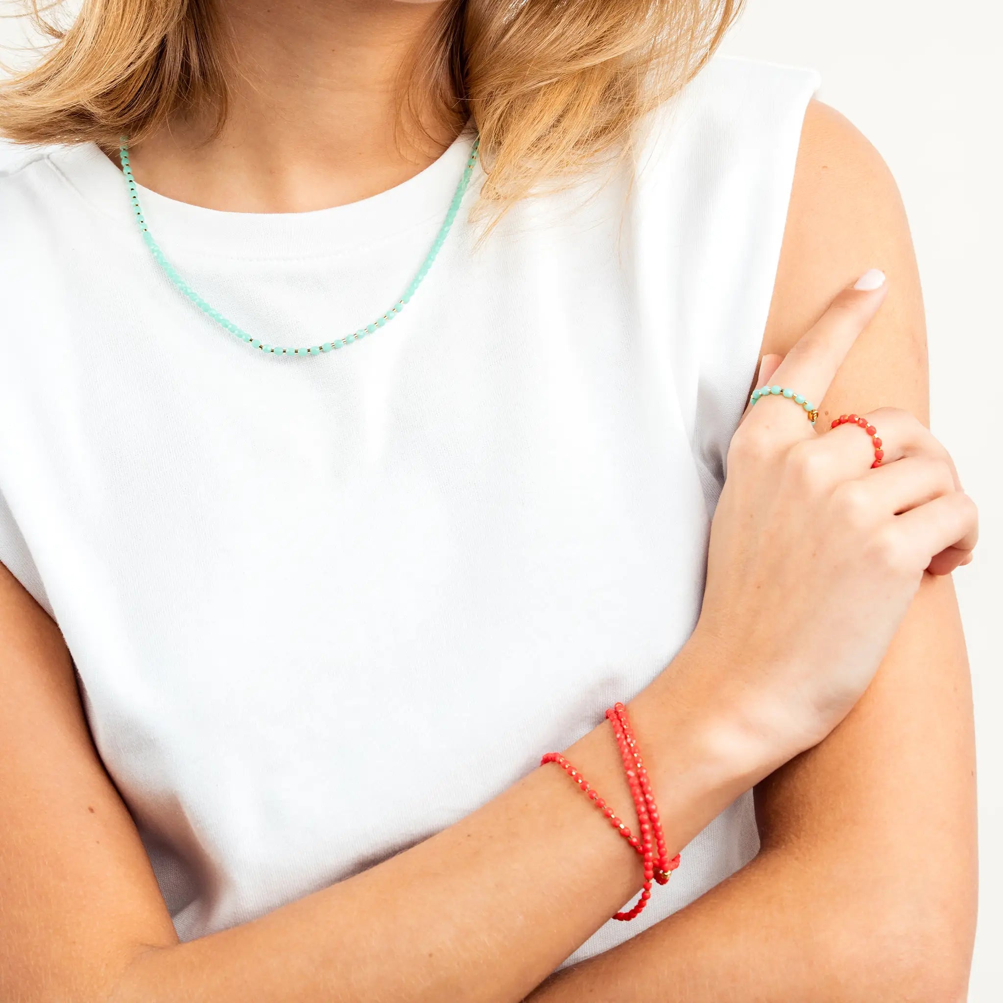 collier / bracelet LULLI - 3 tours Rouge - Têtes Blondes