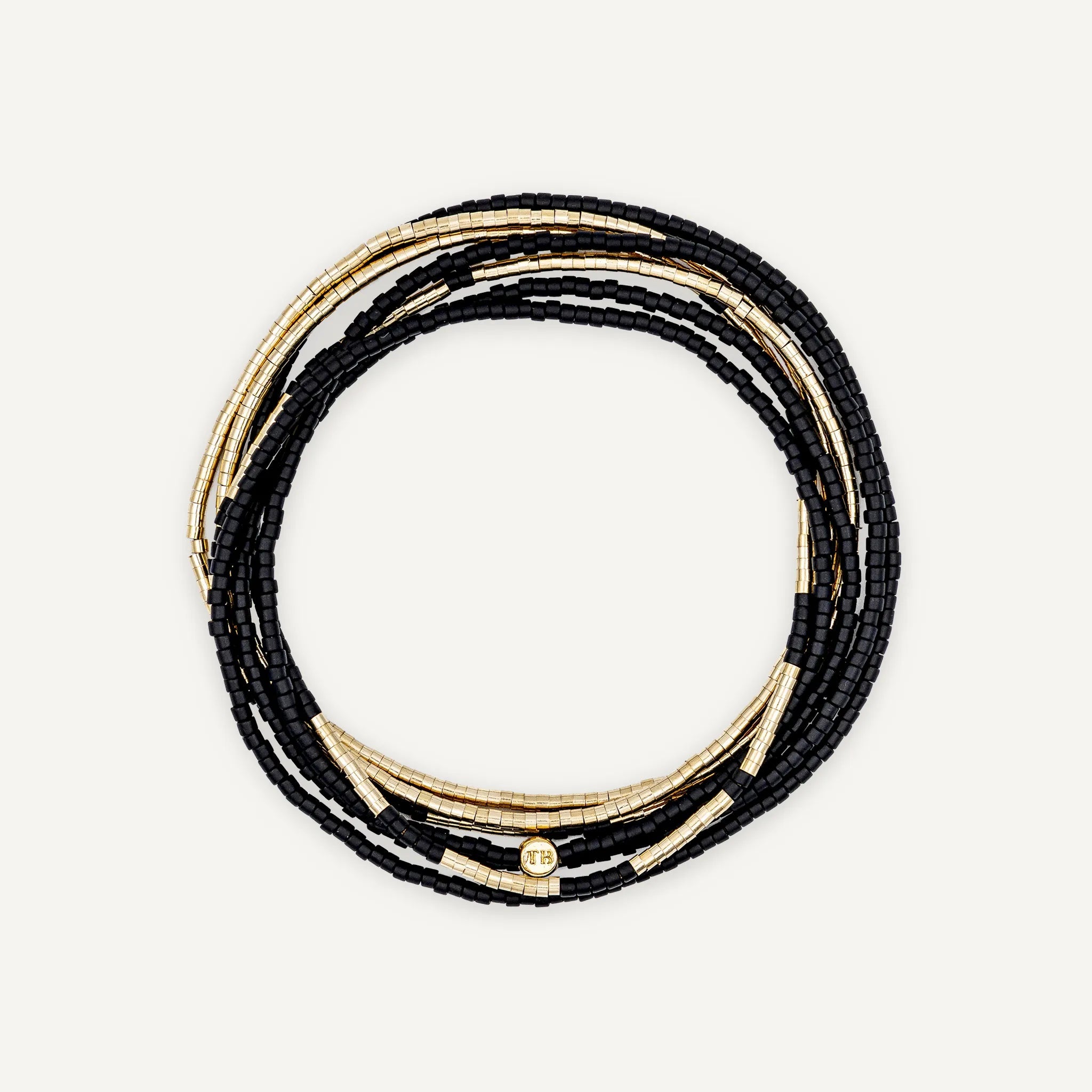collier / bracelet LULLI - 7 tours Noir Mat ultra fin - Têtes Blondes
