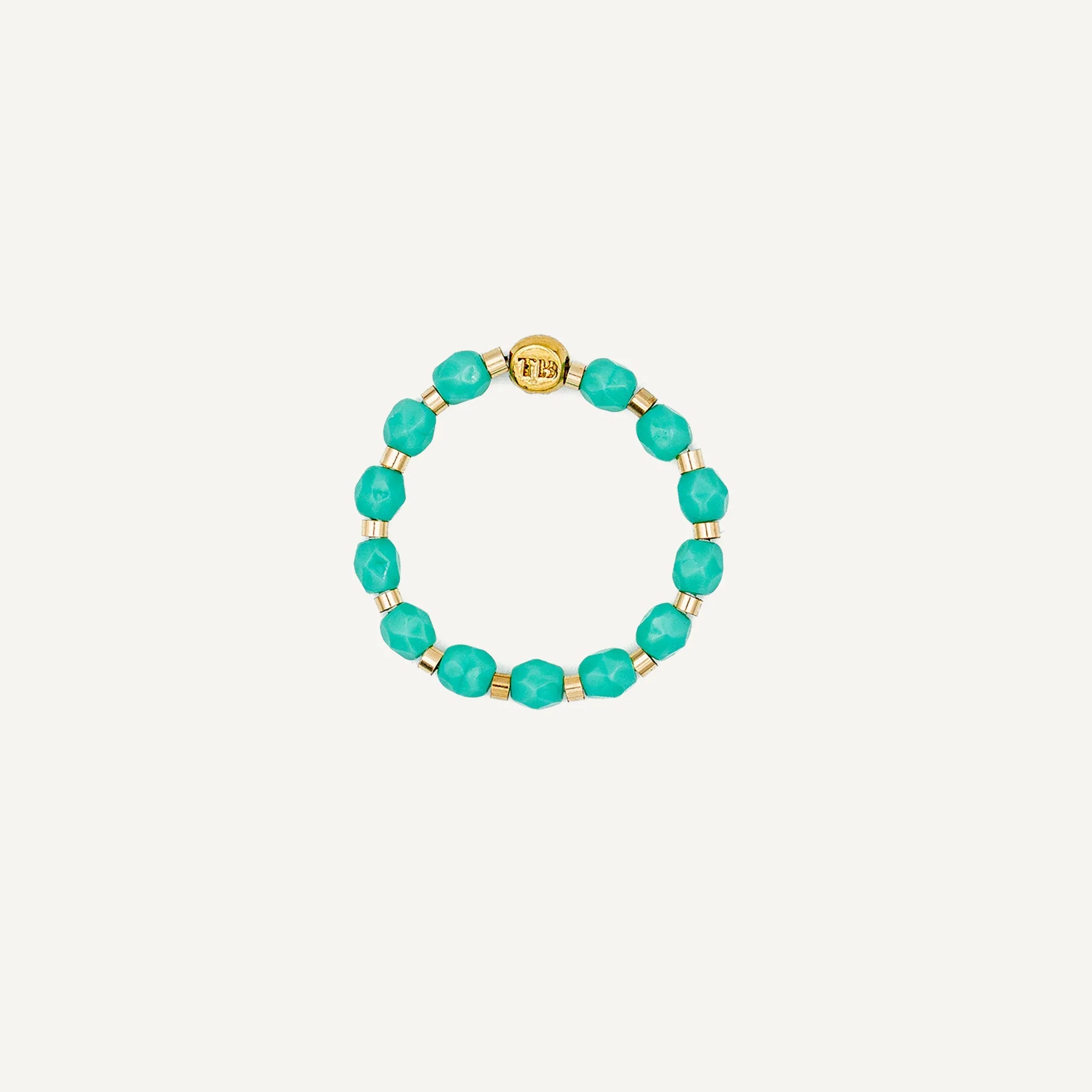 collier / bracelet LULLI - Bague Perles Turquoise - Têtes Blondes