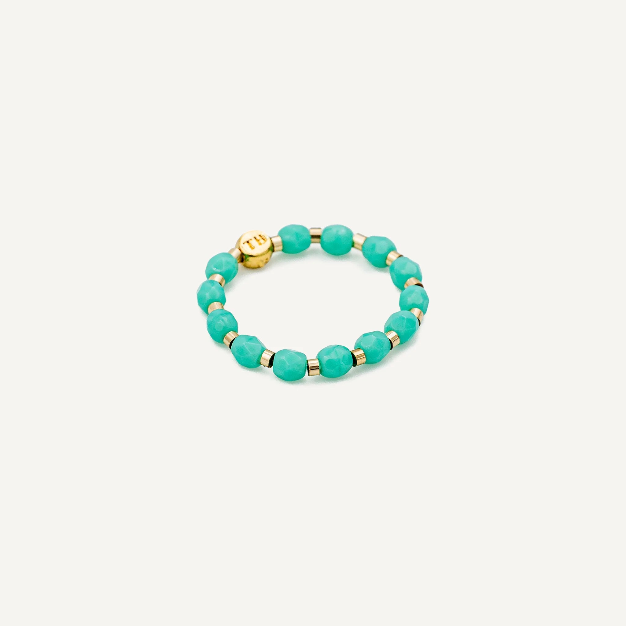 collier / bracelet LULLI - Bague Perles Turquoise - Têtes Blondes