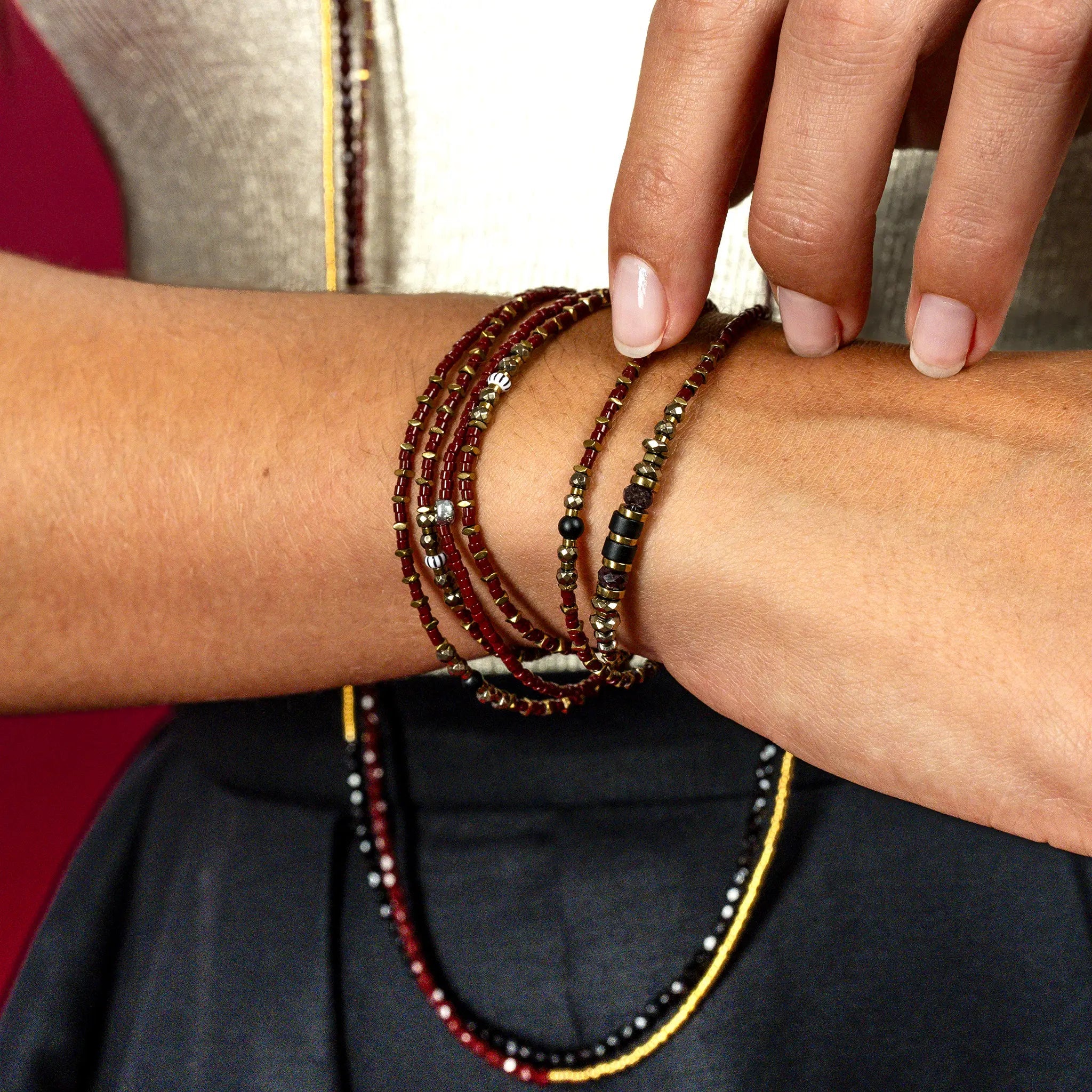 collier / bracelet MARS 6 - Bordeaux - Têtes Blondes