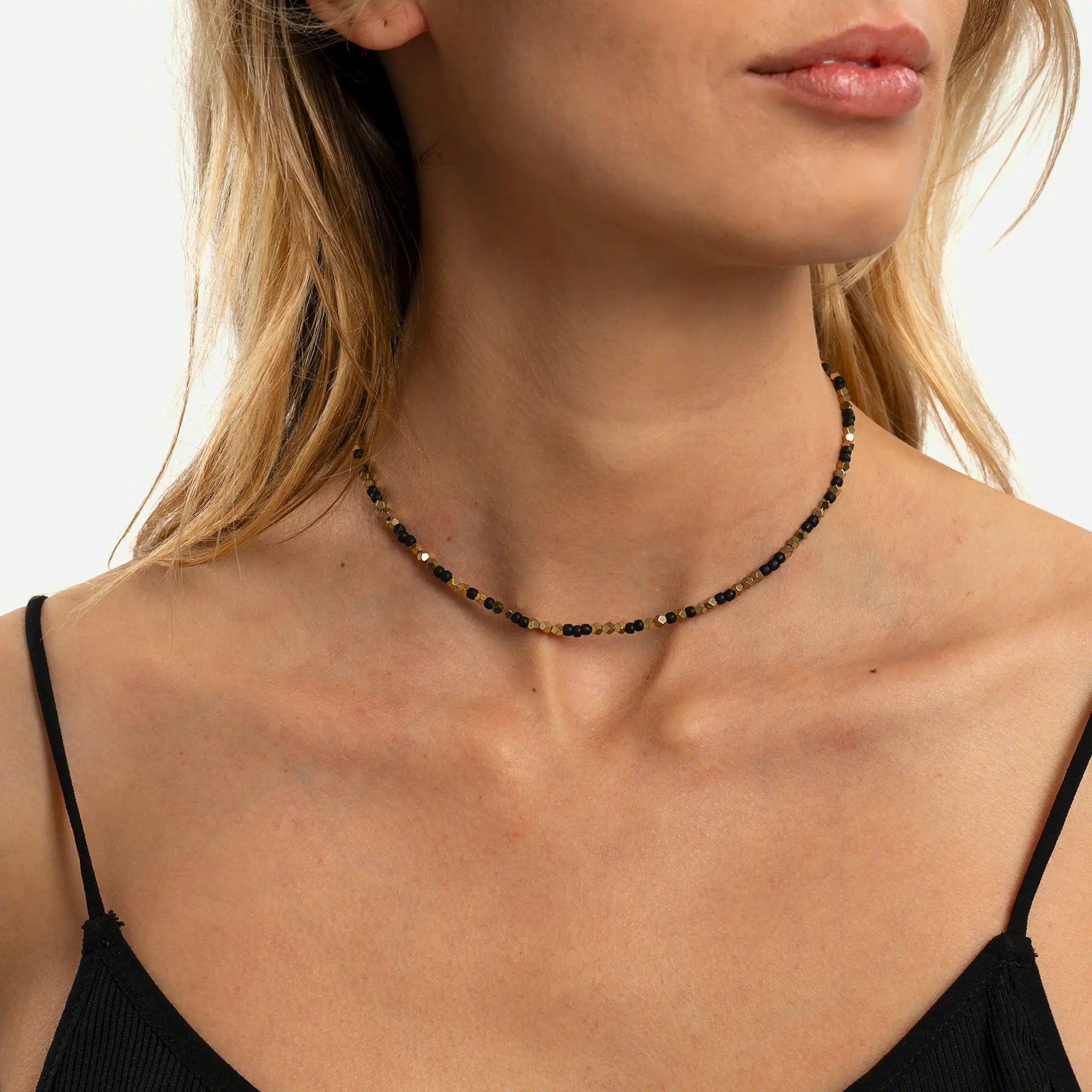 collier / bracelet MAXINE - Hématite Gold - Têtes Blondes