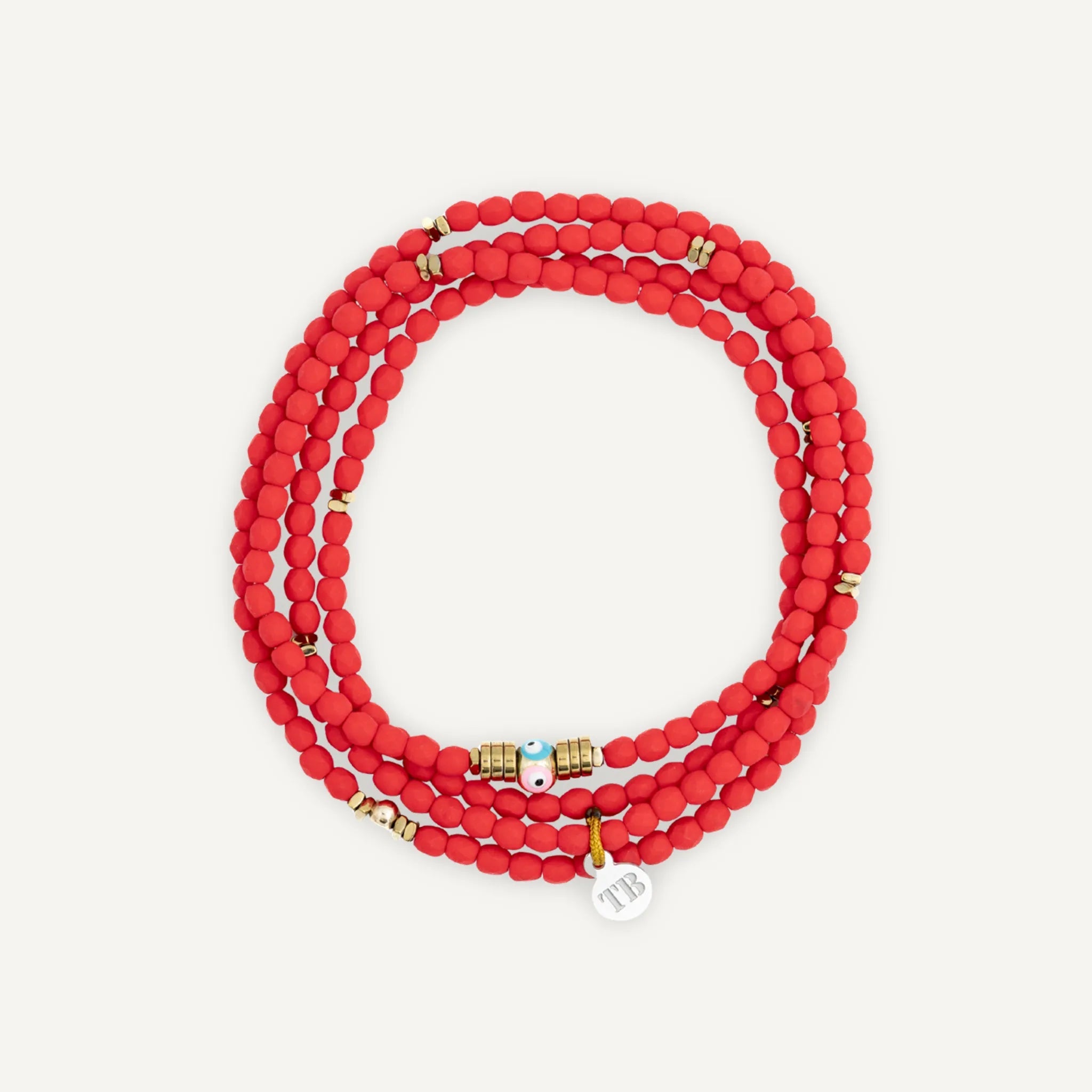 collier / bracelet NAZAR 4 - Rouge Mat - Têtes Blondes