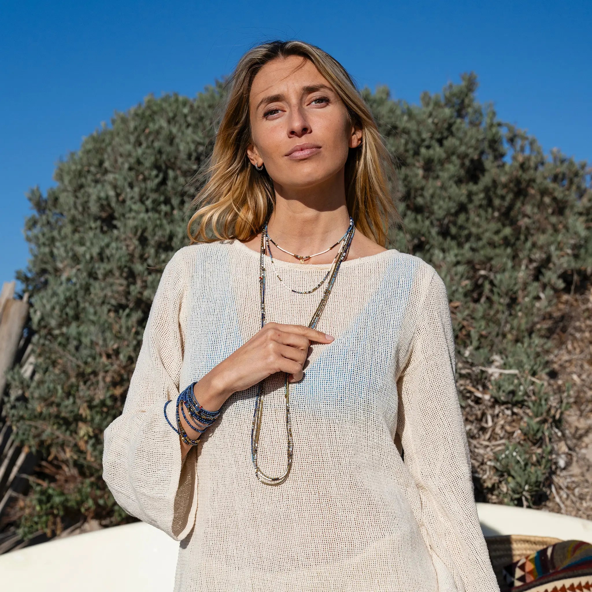 collier / bracelet OCEAN 6 Slim - Bleu - Têtes Blondes
