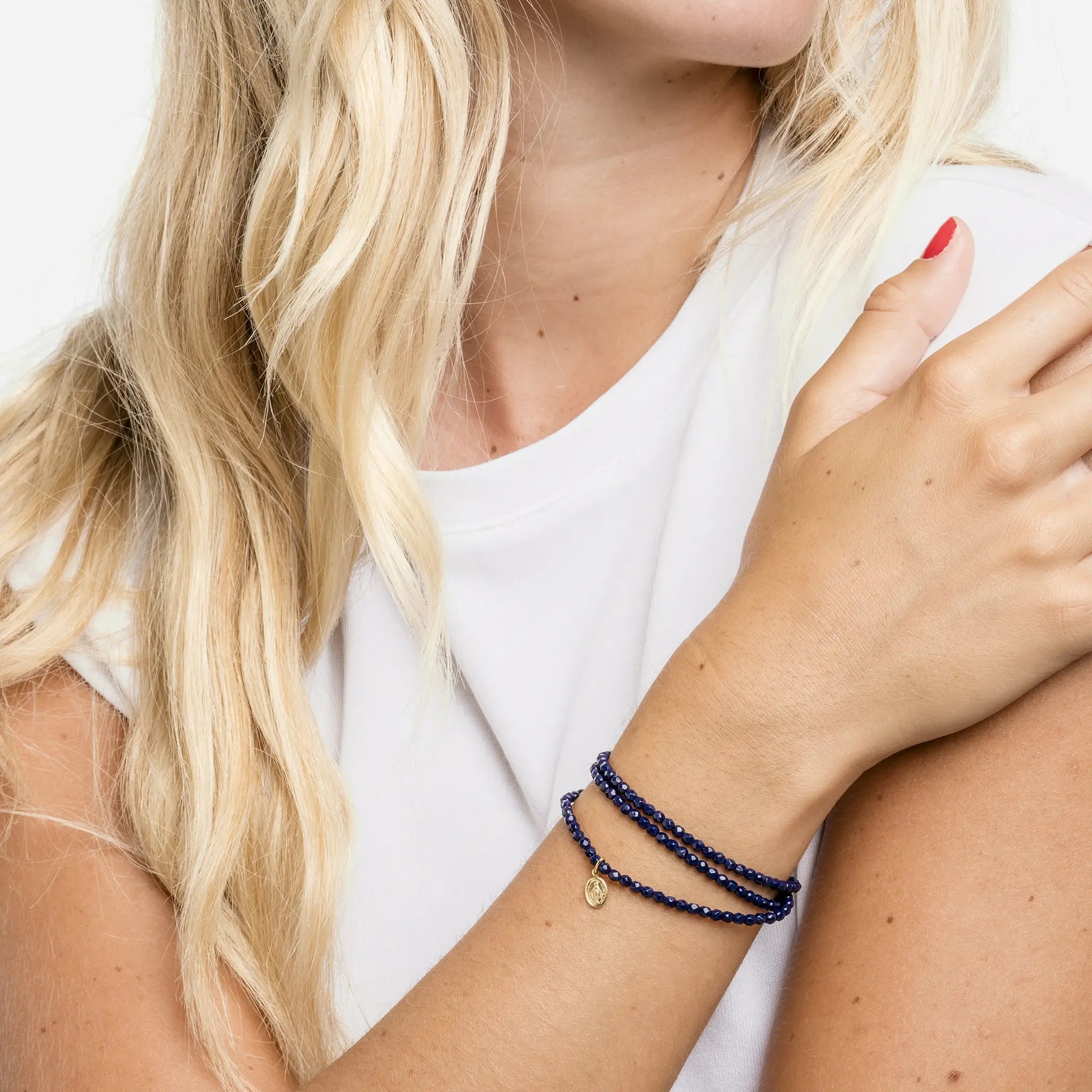 collier / bracelet PETITE MADONE GOLD - Navy Blue - Têtes Blondes