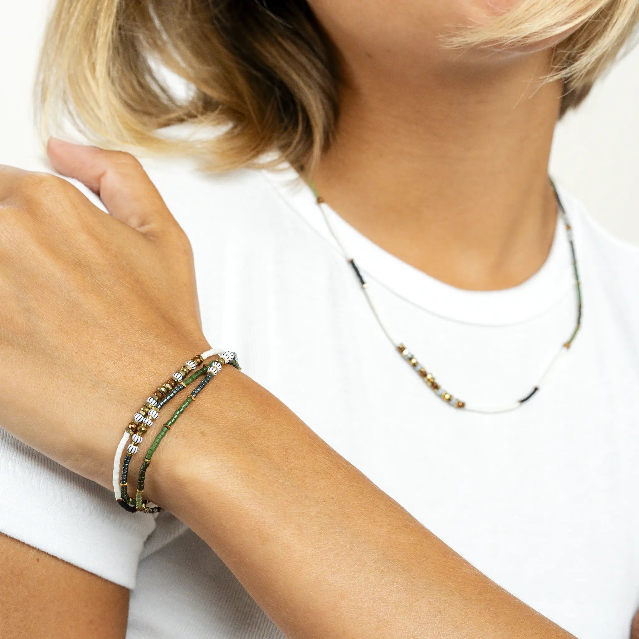 collier / bracelet PISTACHIO 3 - Têtes Blondes