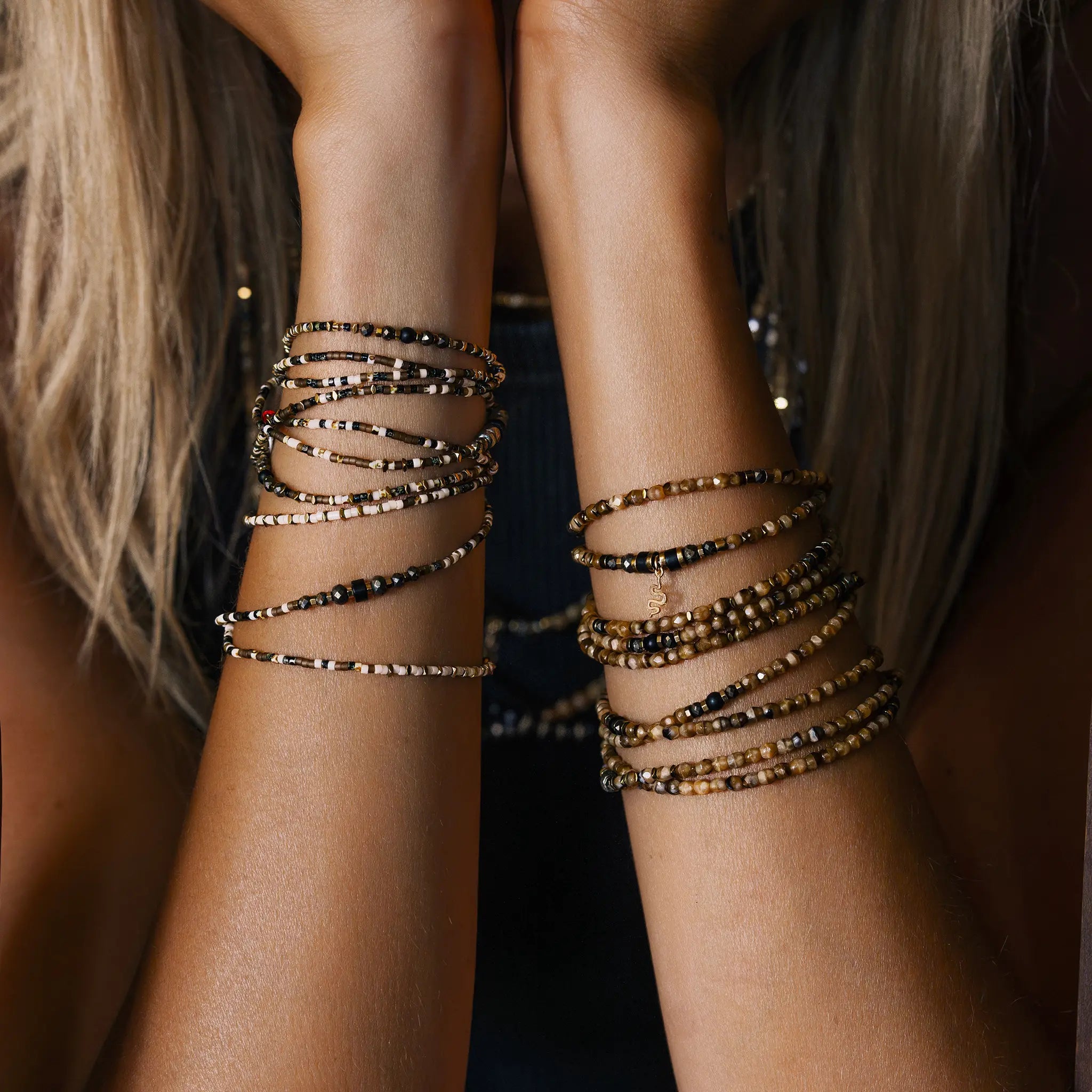 collier / bracelet PYTHON - Miel - Têtes Blondes