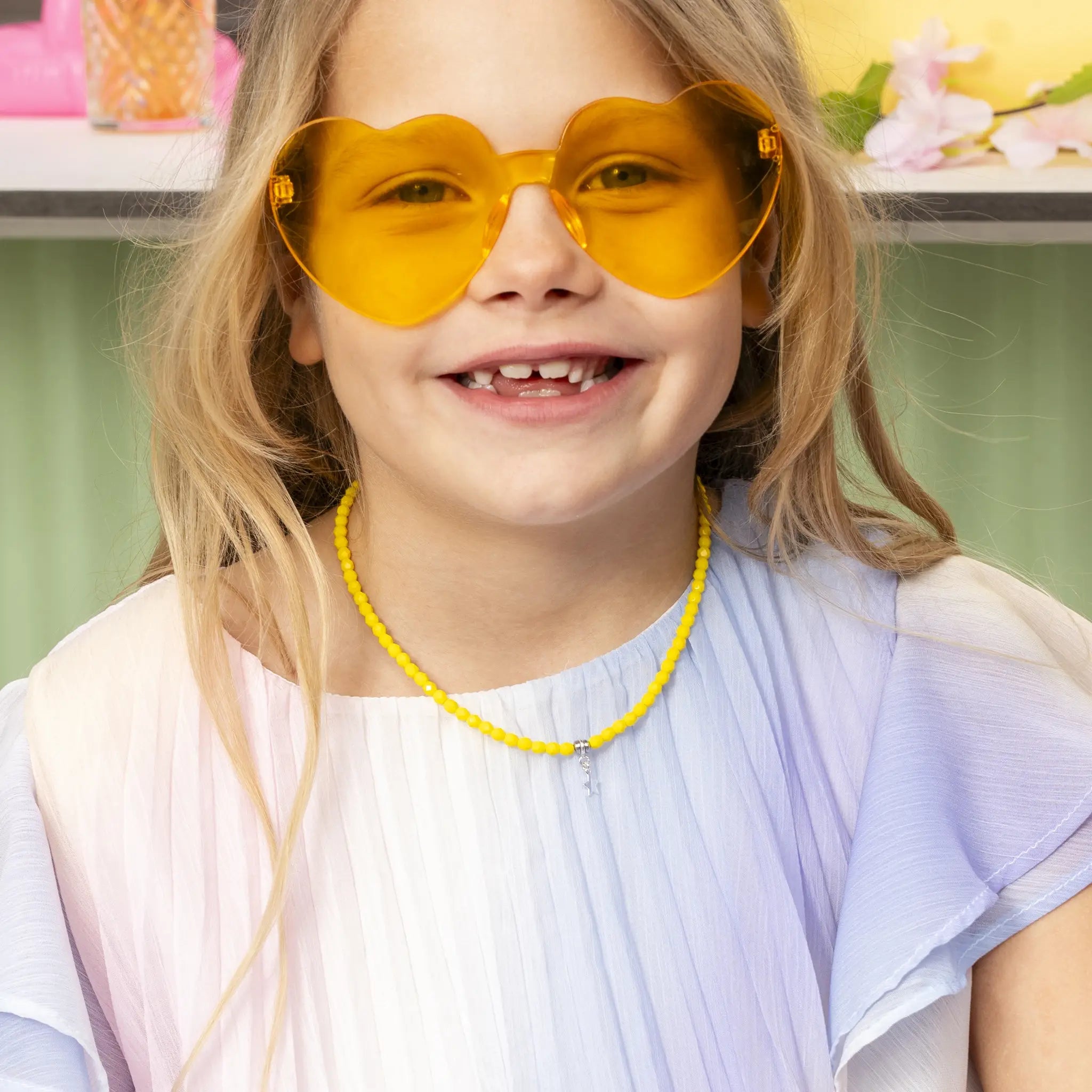 collier / bracelet Ras de cou - Jaune Néon - Têtes Blondes