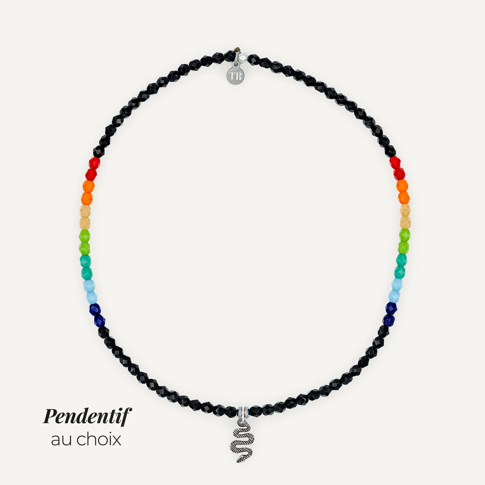 collier / bracelet Ras de cou - Noir Rainbow - Têtes Blondes