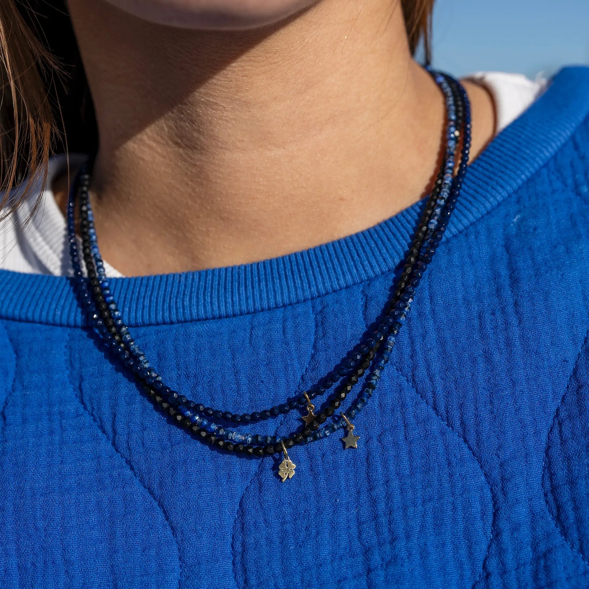 collier / bracelet STAR GOLD - Navy Blue - Têtes Blondes