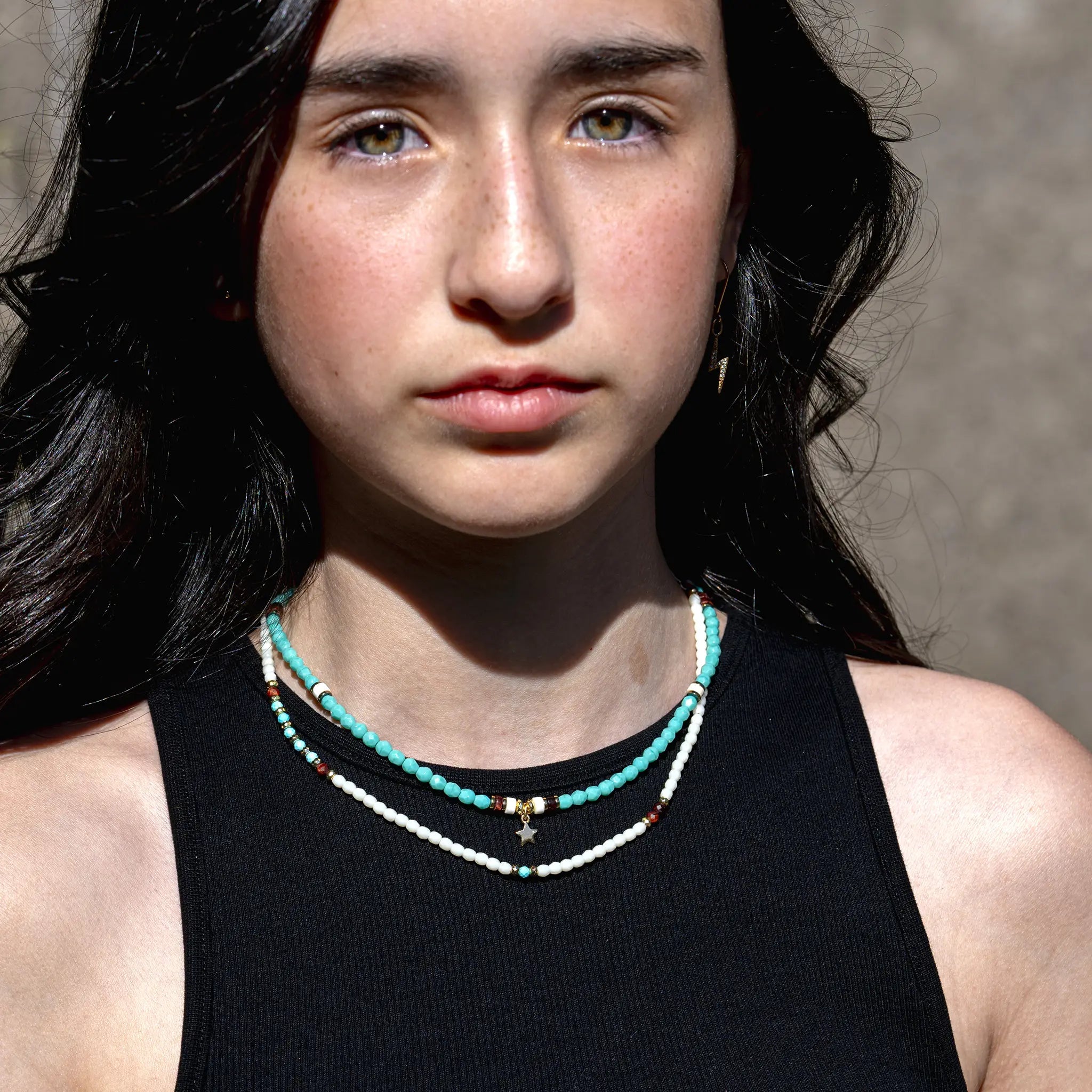 collier / bracelet Star Gold Turquoise - Howlite - Têtes Blondes