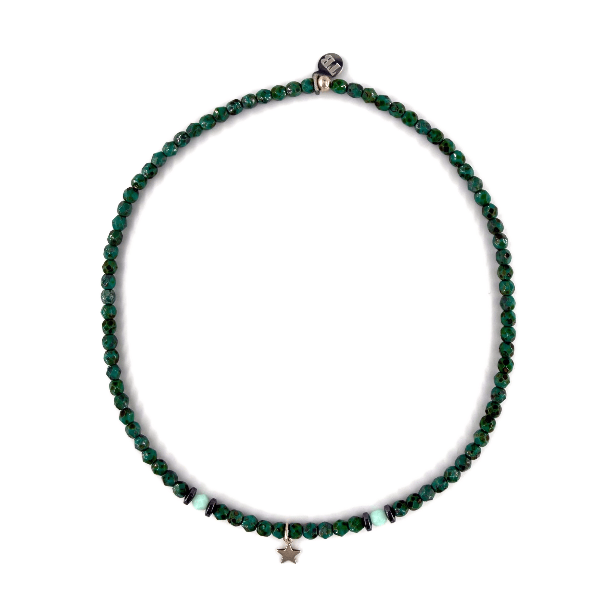 collier / bracelet STAR SILVER - Vert Marbré - Têtes Blondes