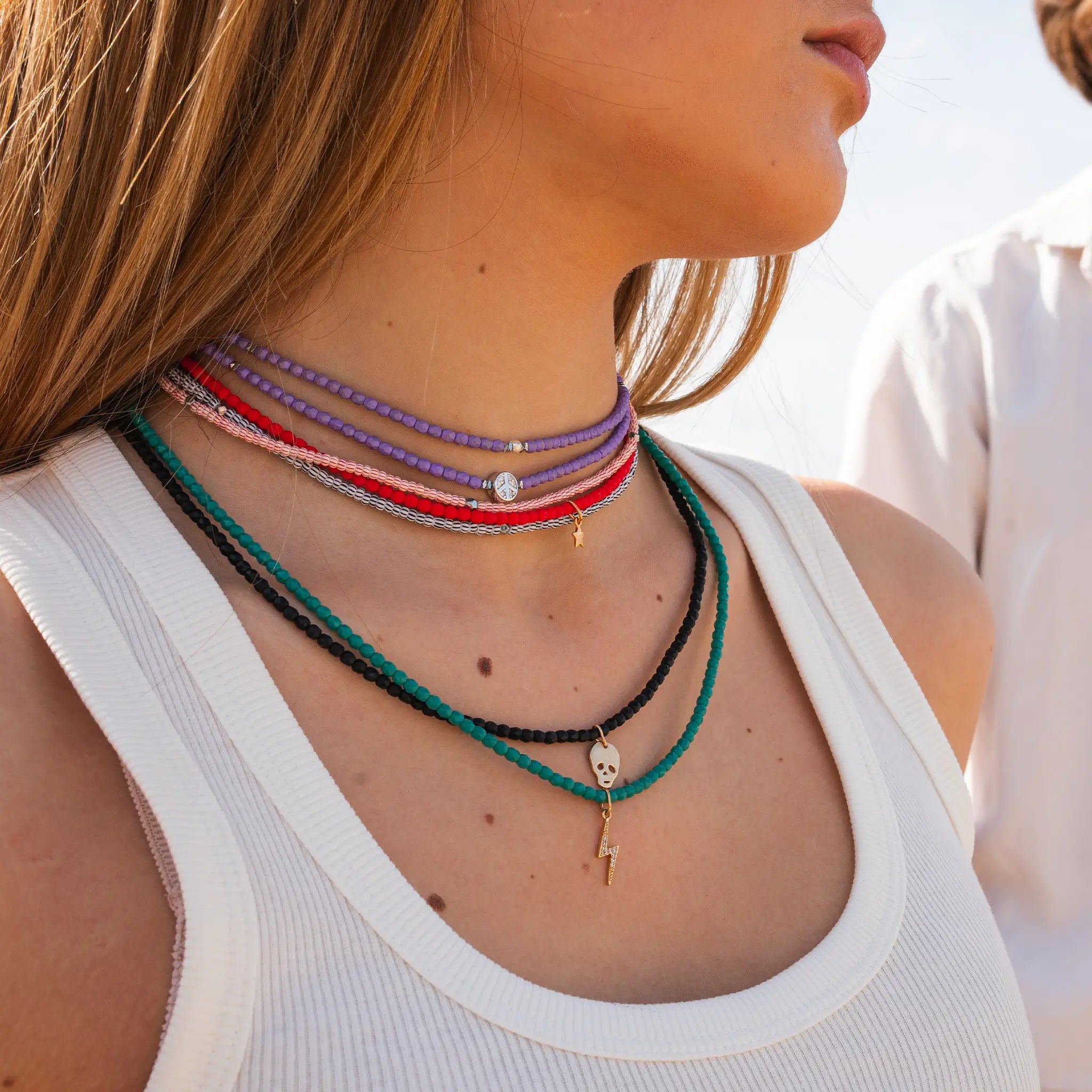 collier / bracelet STRAWBERRY 2 - Rouge & Blanc - Têtes Blondes