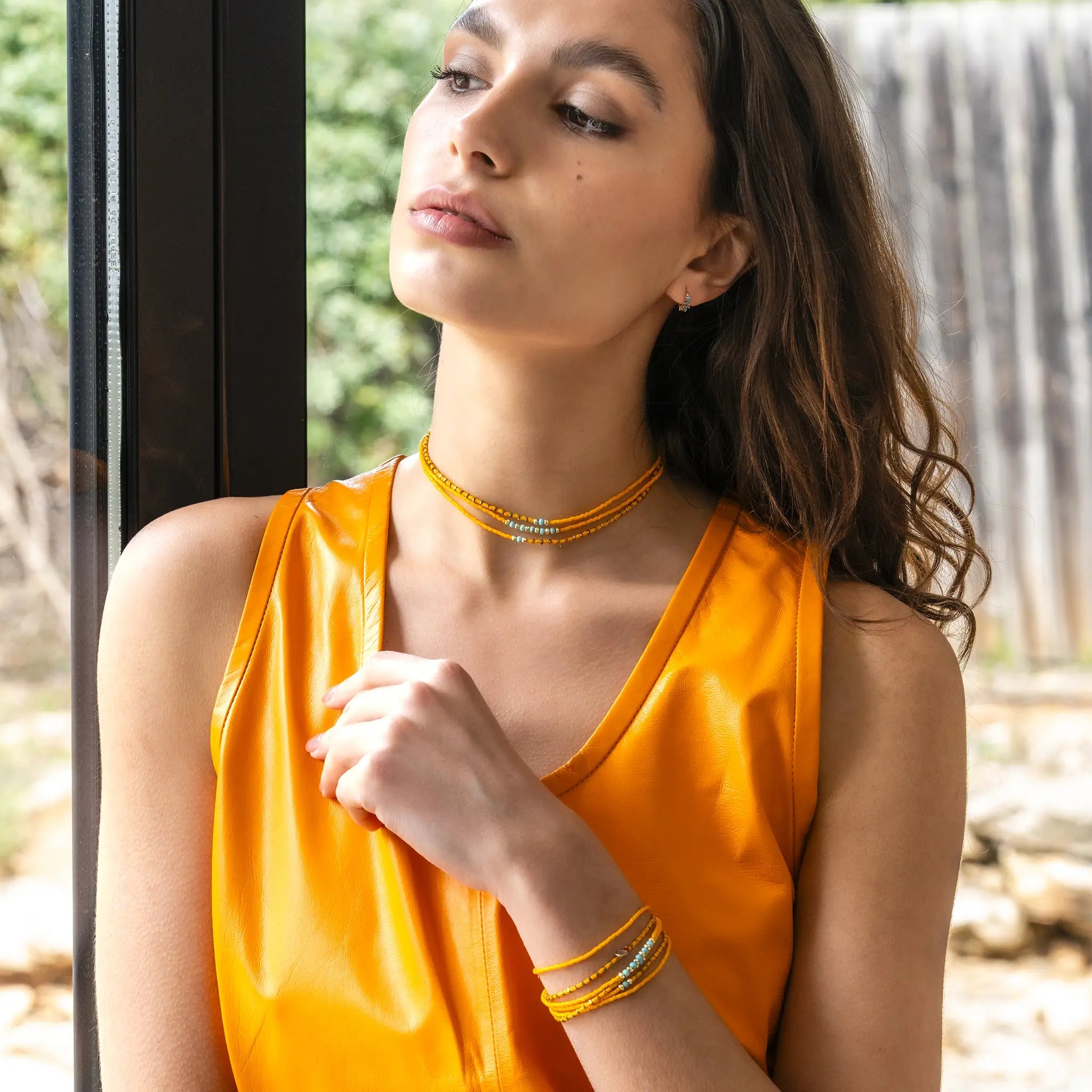 collier / bracelet TIYA Slim - Abricot - Têtes Blondes