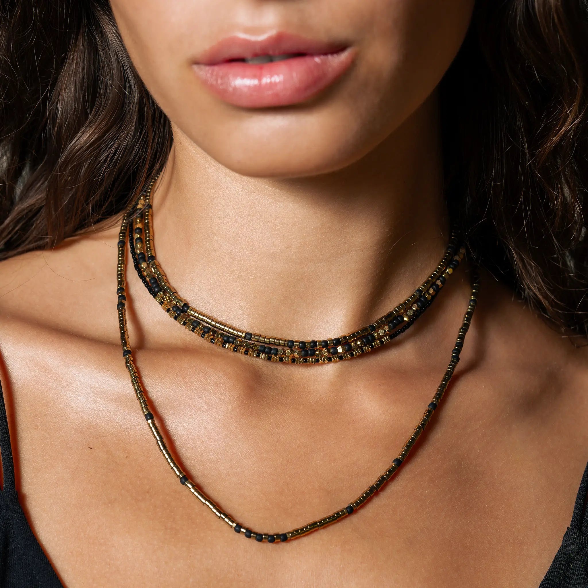 collier / bracelet TONI 3 - Hématite Gold - Têtes Blondes