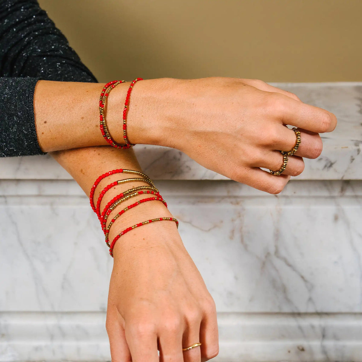 collier / bracelet TONY 3 - Rouge - Têtes Blondes