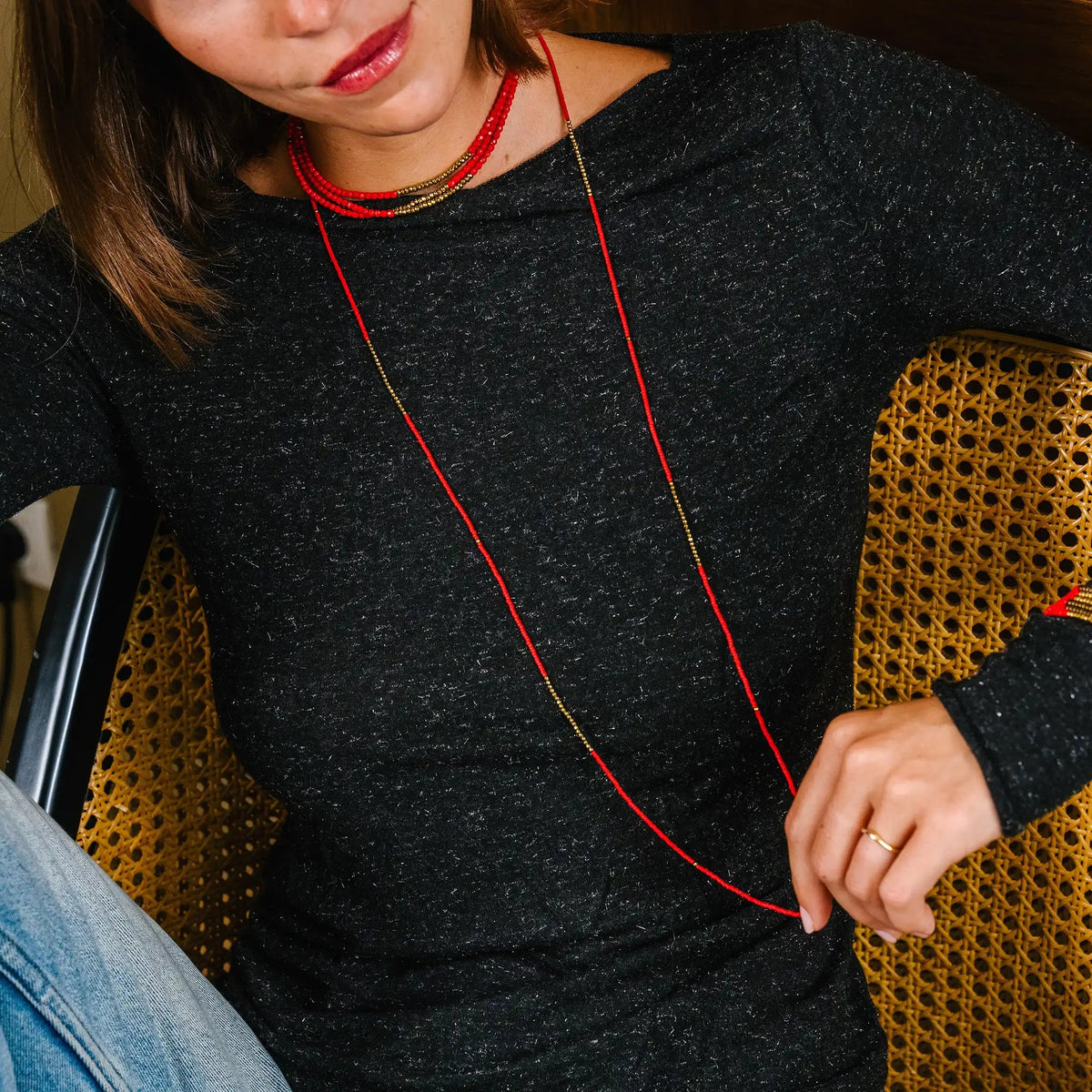 collier / bracelet TONY SLIM 6 - Rouge - Têtes Blondes